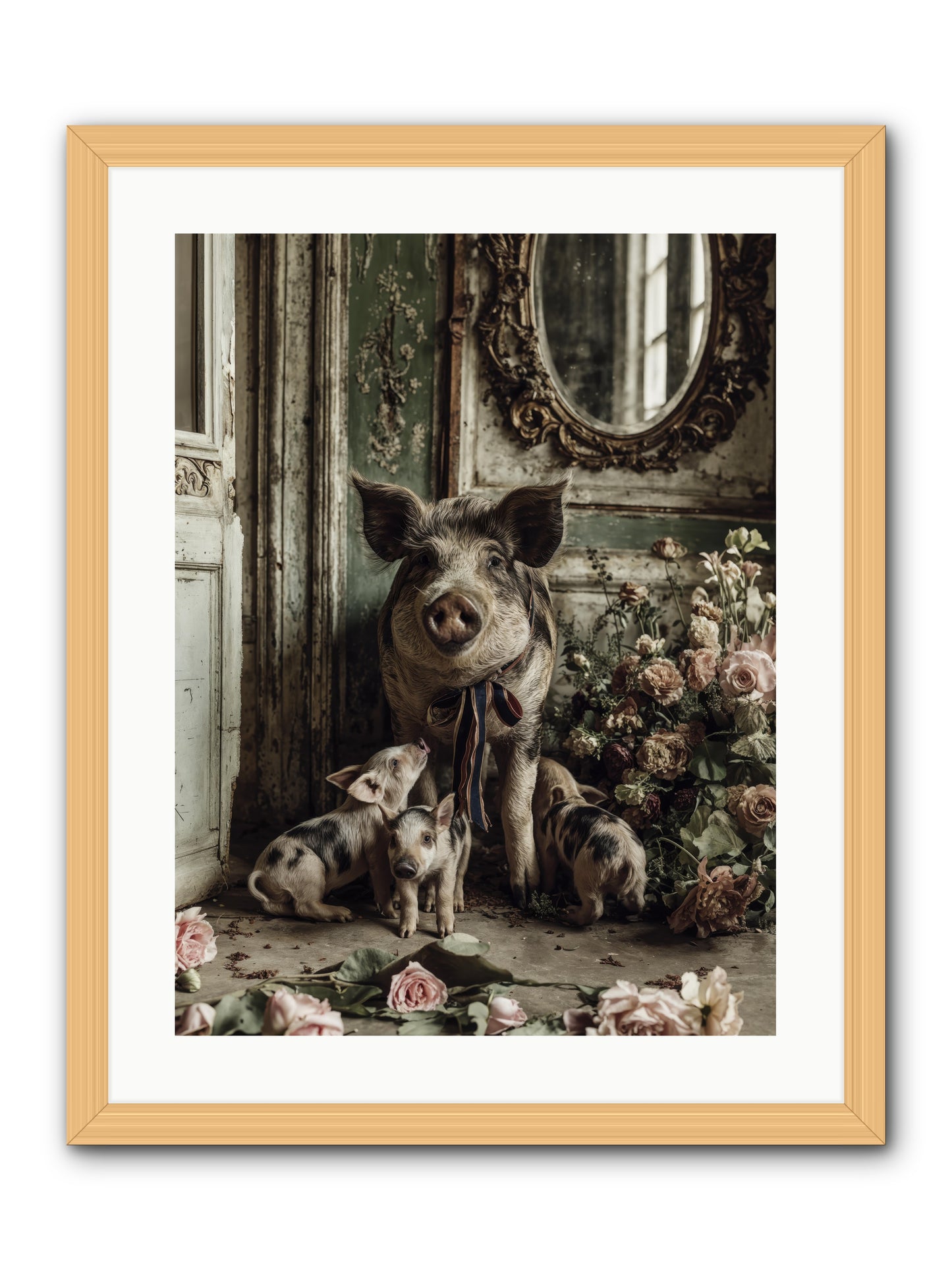 Heartscript -- Framed Print - Natural 18x24