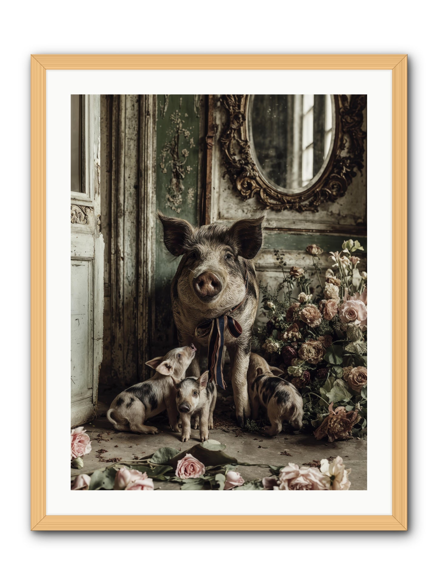 Heartscript -- Framed Print - Natural 24x32