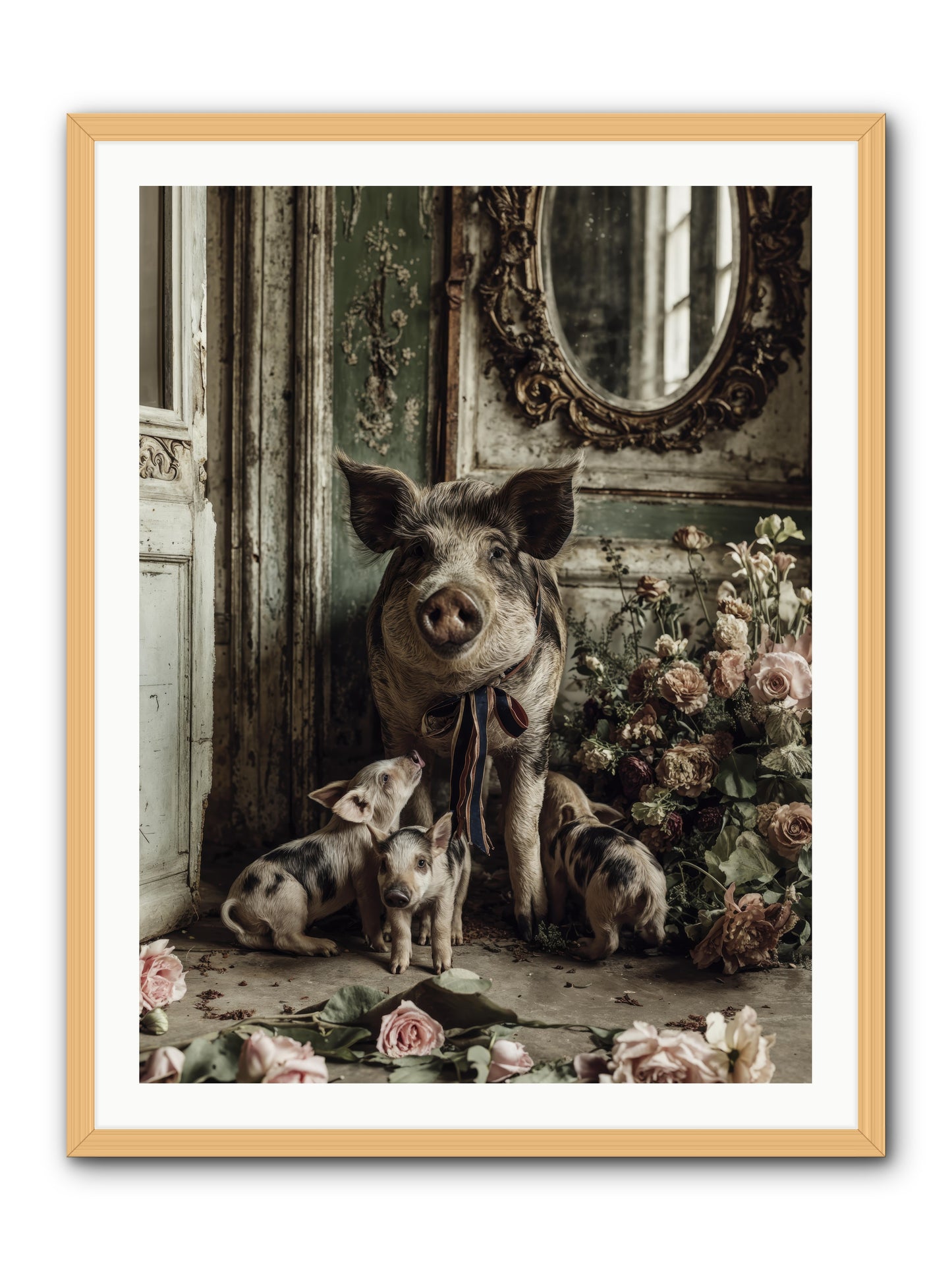 Heartscript -- Framed Print - Natural 30x40