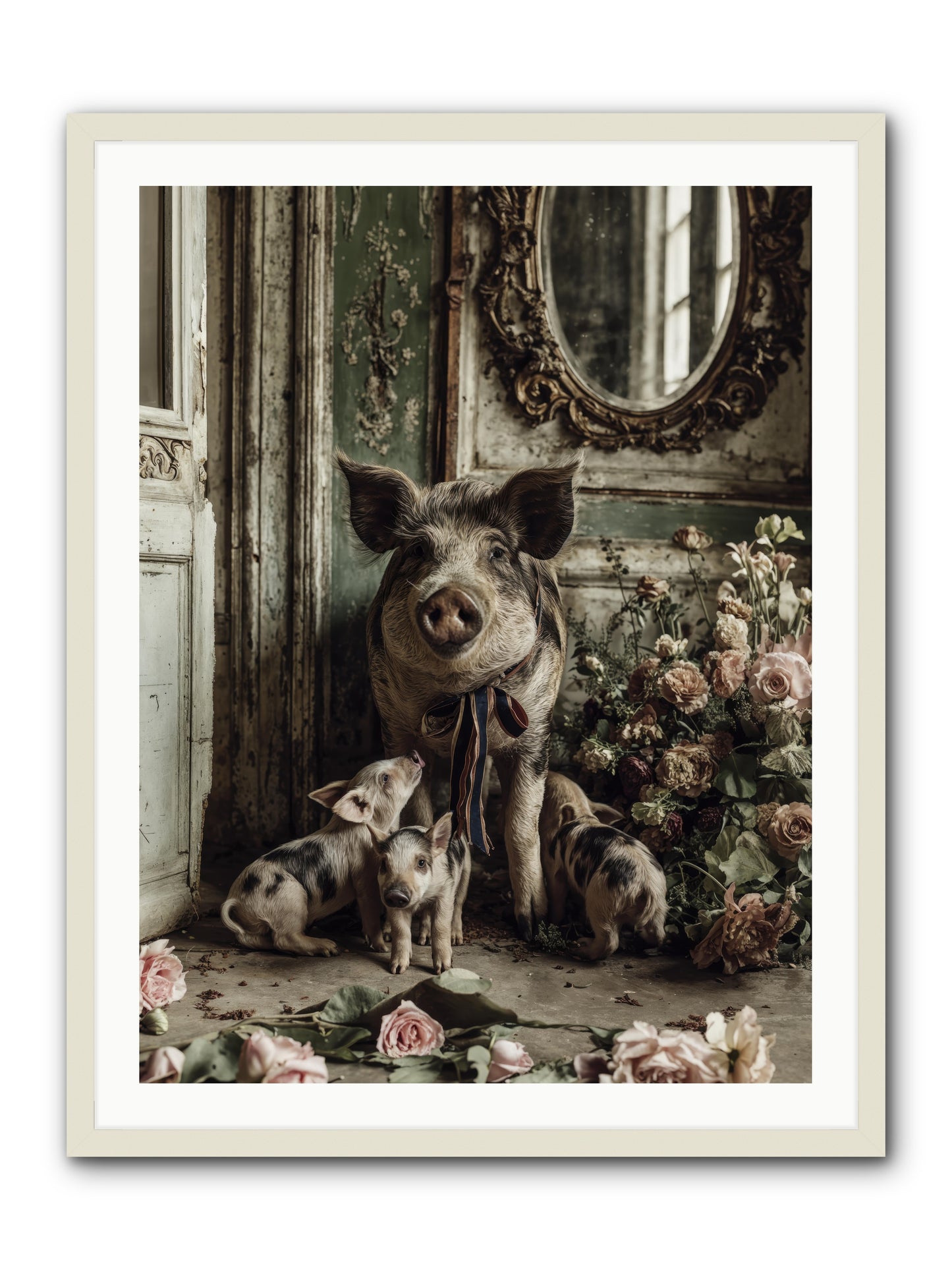 Heartscript -- Framed Print - White 30x40