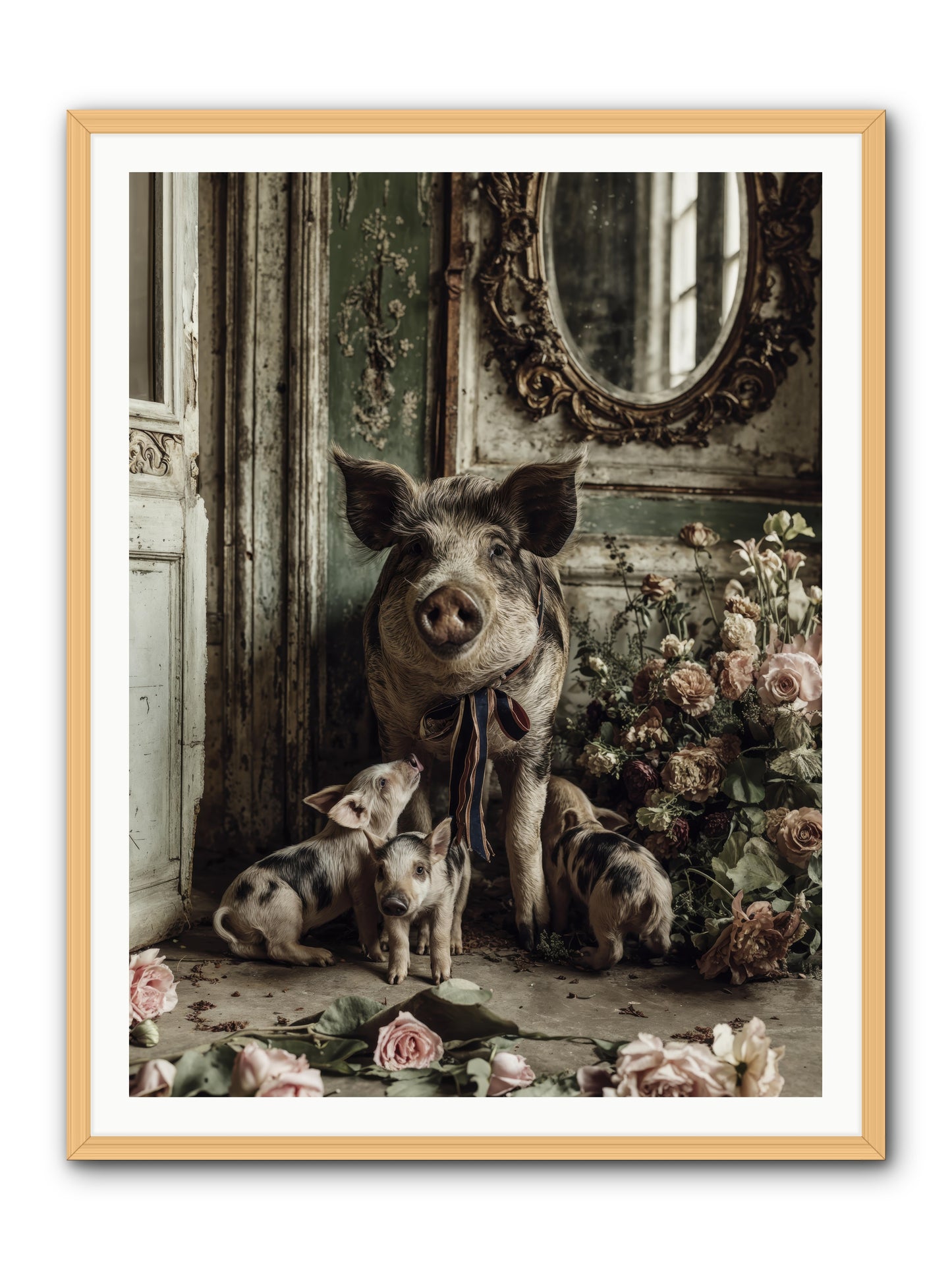Heartscript -- Framed Print - Natural 36x48