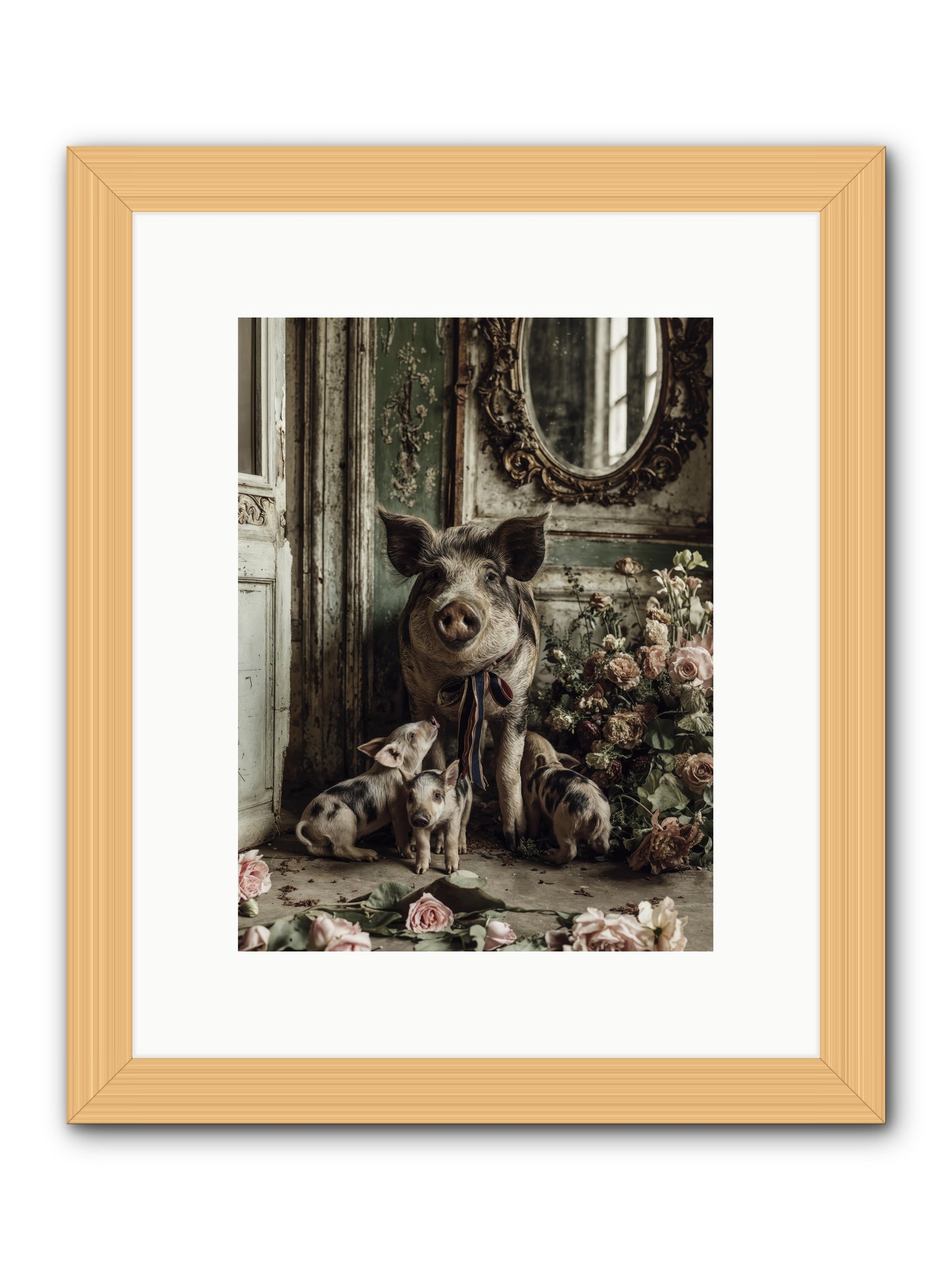 Heartscript -- Framed Print - Natural 9x12