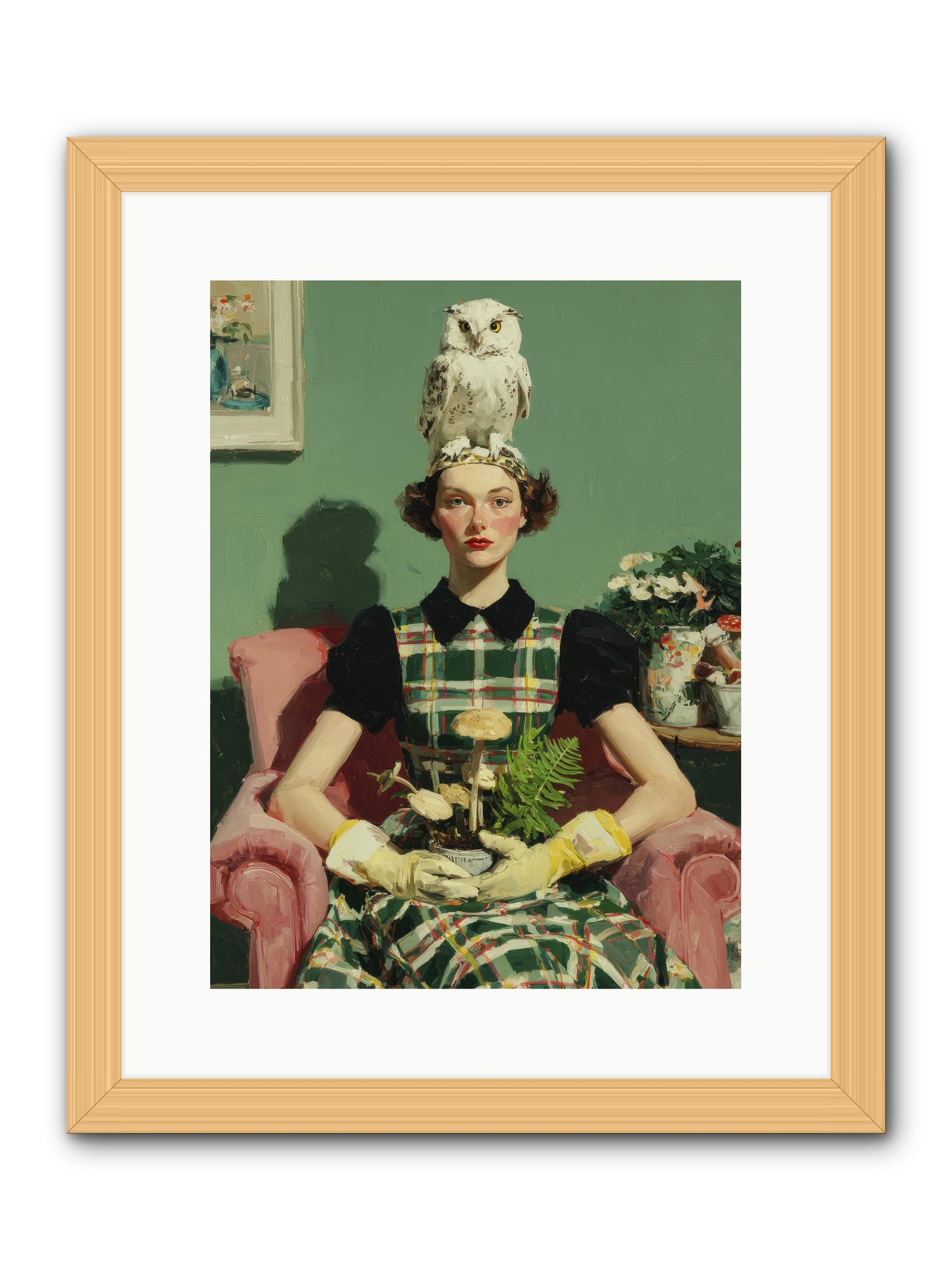 Her Afternoon Devotions -- Framed Print - Natural 12x16