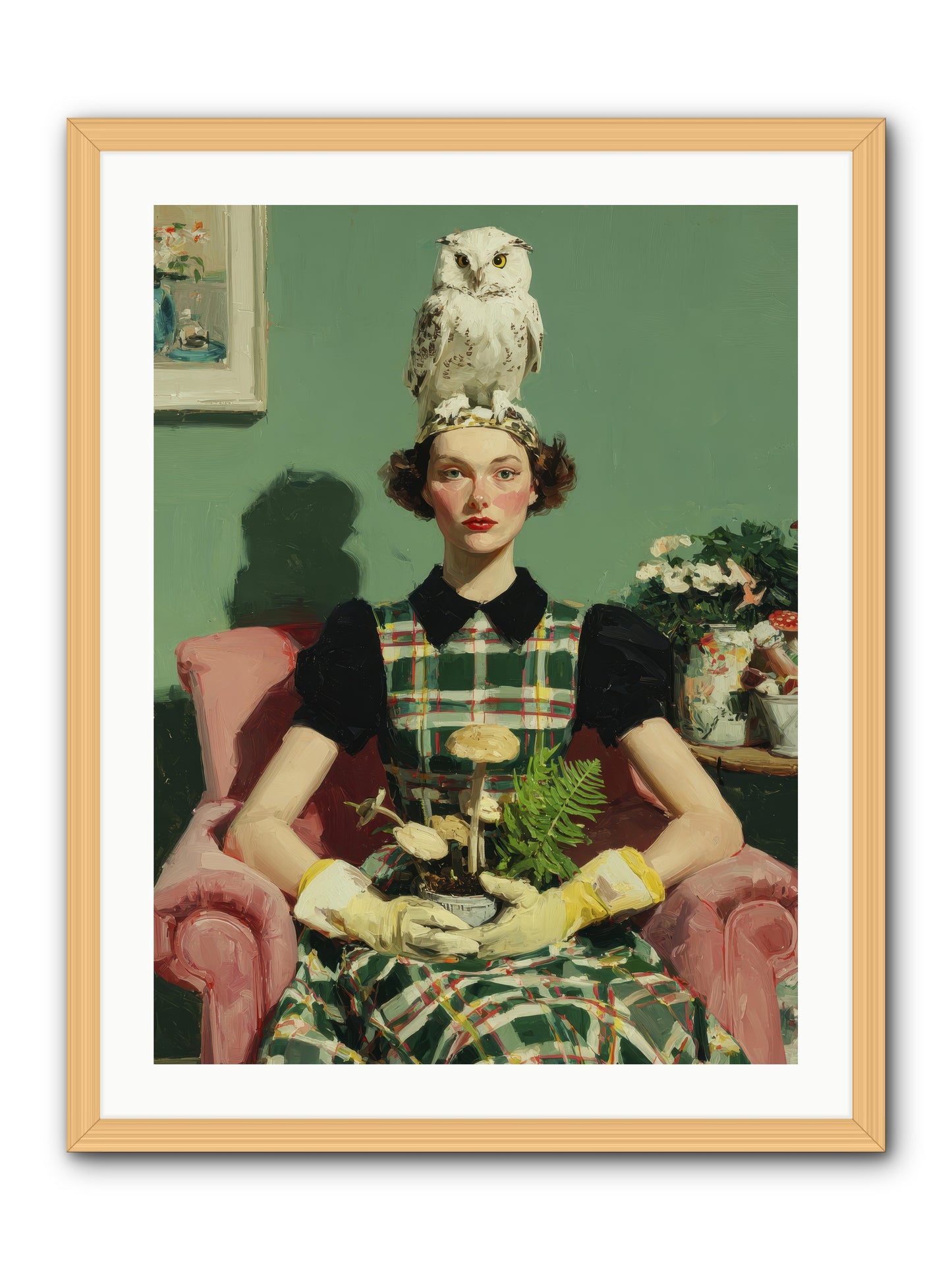 Her Afternoon Devotions -- Framed Print - Natural 24x32