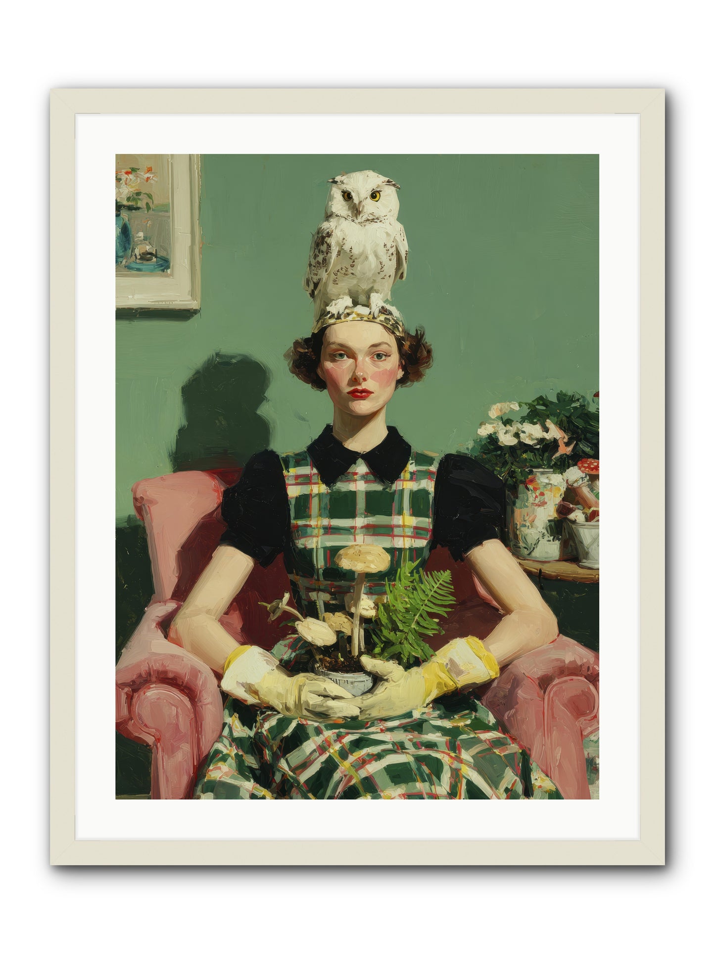 Her Afternoon Devotions -- Framed Print - White 24x32