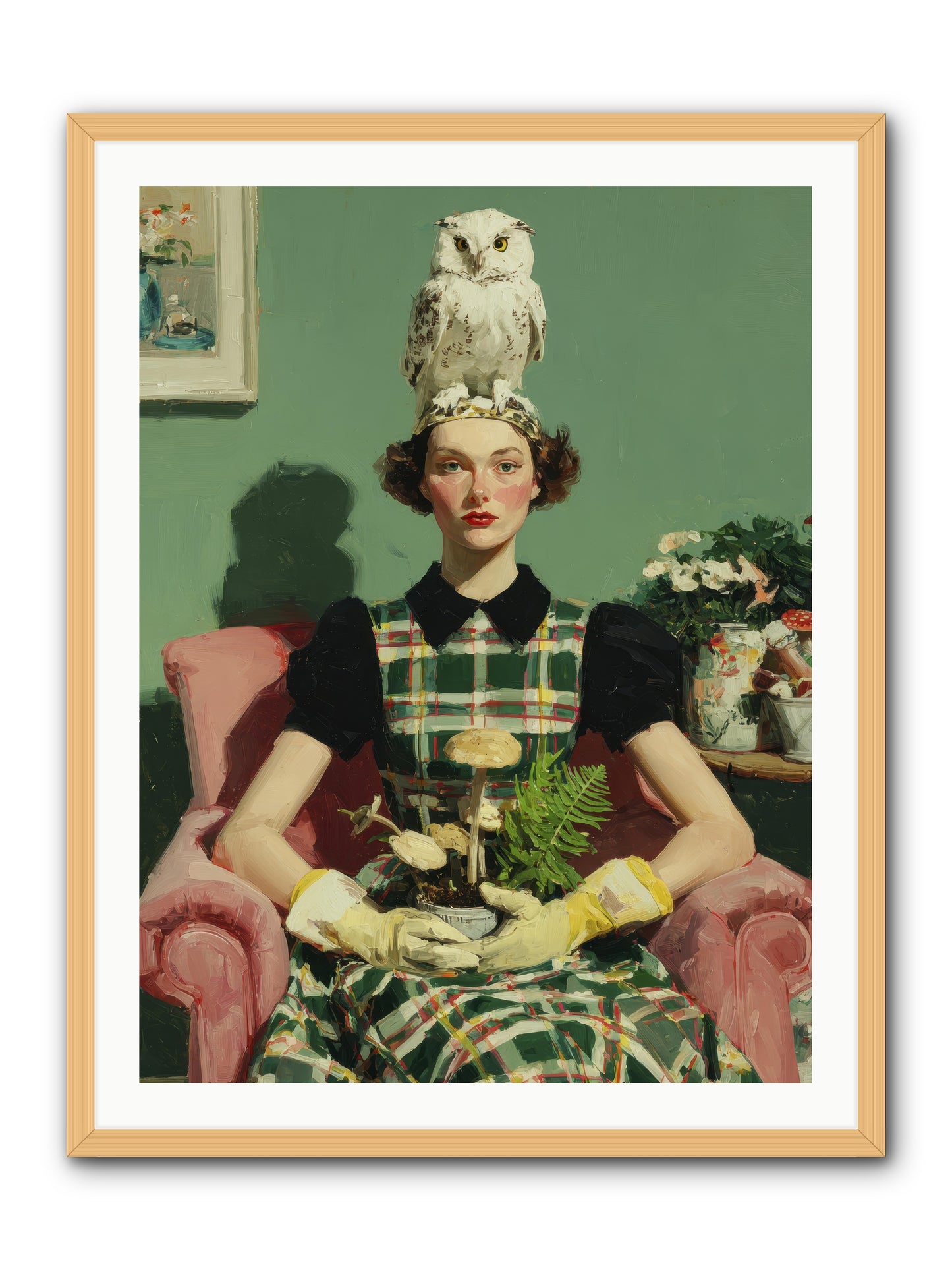 Her Afternoon Devotions -- Framed Print - Natural 30x40