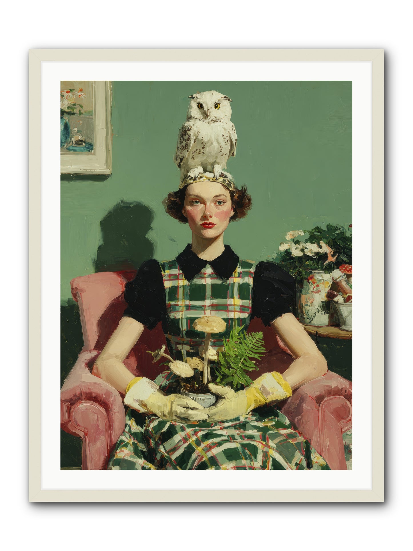 Her Afternoon Devotions -- Framed Print - White 30x40