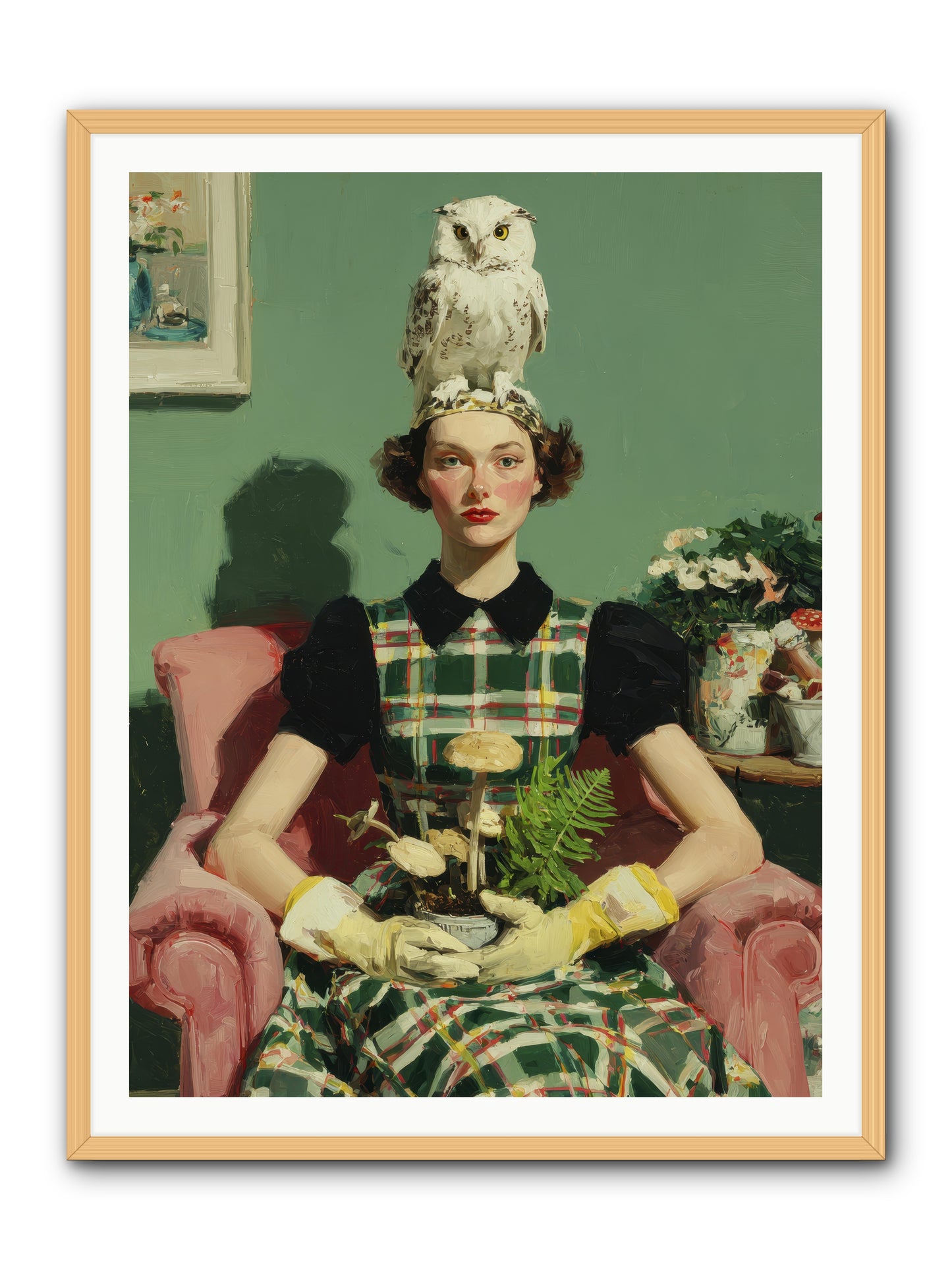 Her Afternoon Devotions -- Framed Print - Natural 36x48