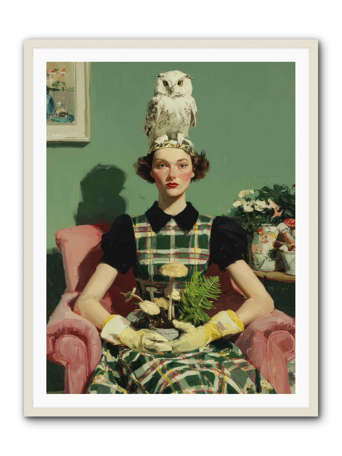 Her Afternoon Devotions -- Framed Print - White 36x48