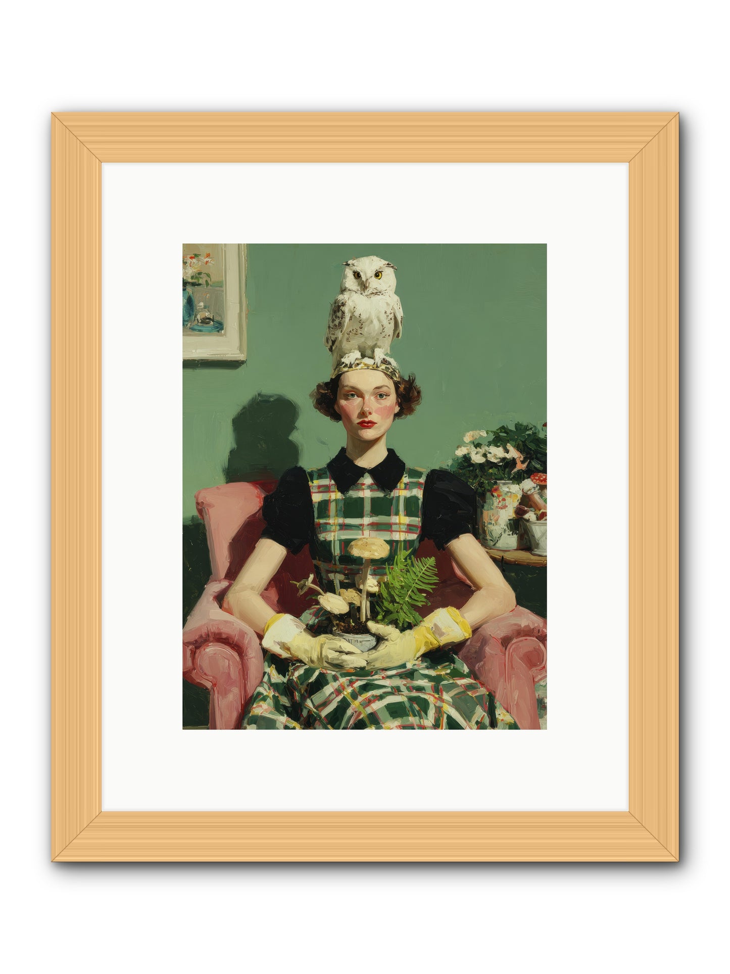 Her Afternoon Devotions -- Framed Print - Natural 9x12
