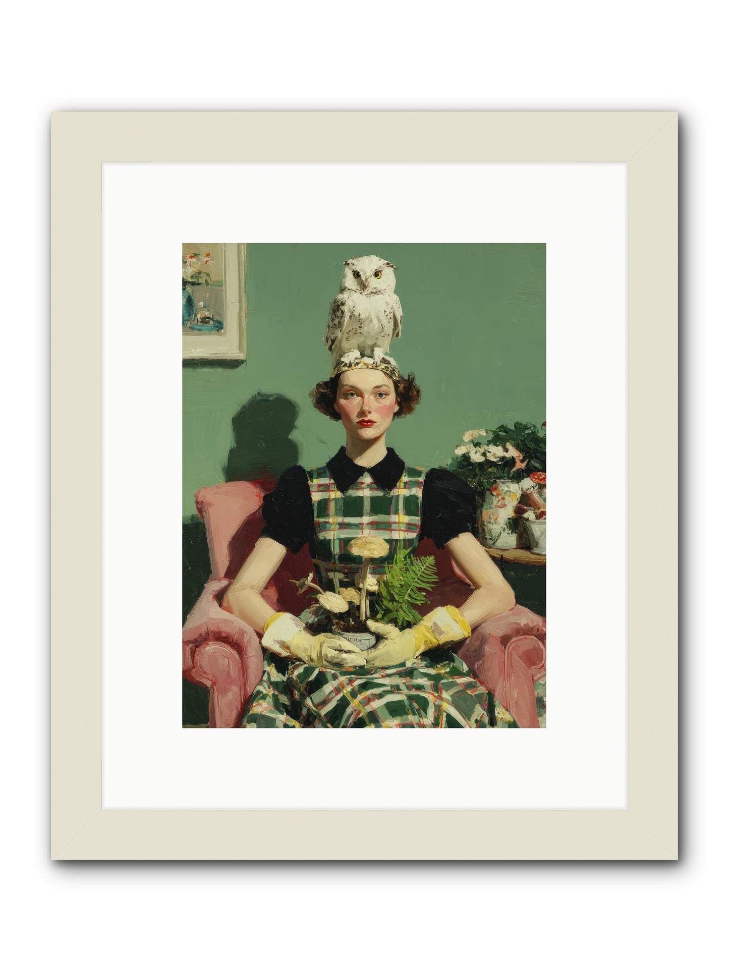 Her Afternoon Devotions -- Framed Print - White 9x12