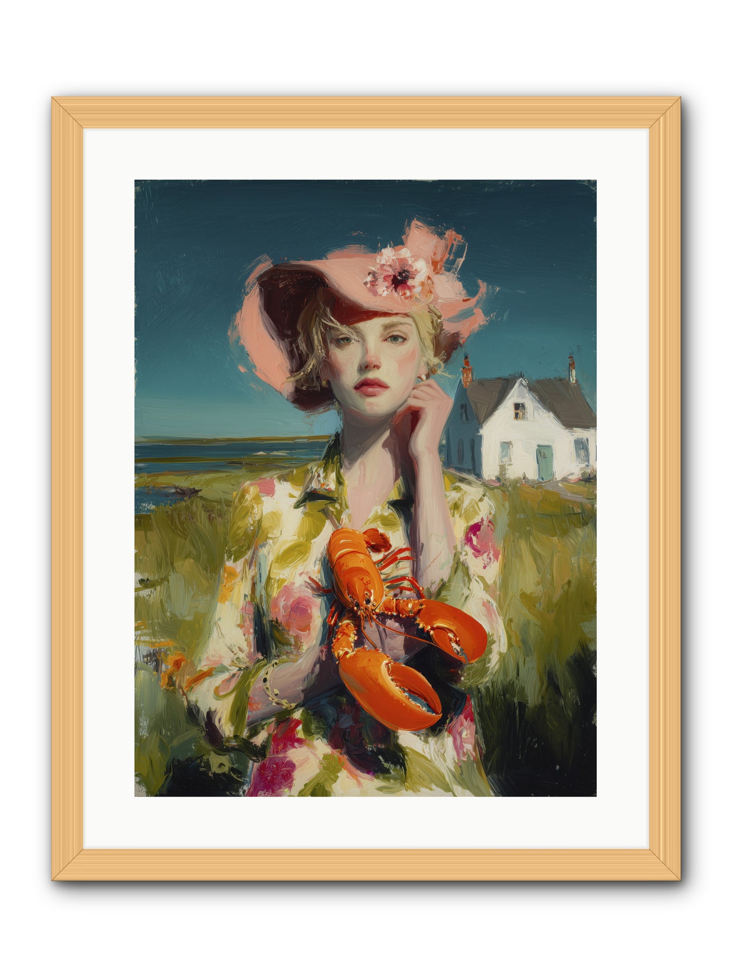 Her Coastal Heart -- Framed Print - Natural 18x24