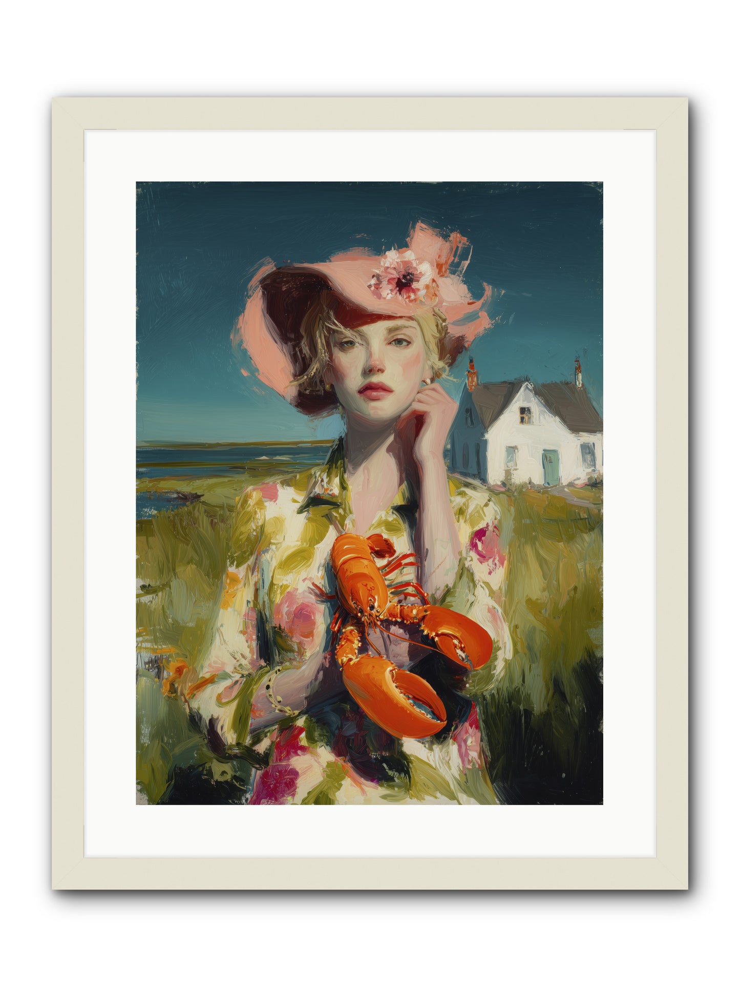 Her Coastal Heart -- Framed Print - White 18x24