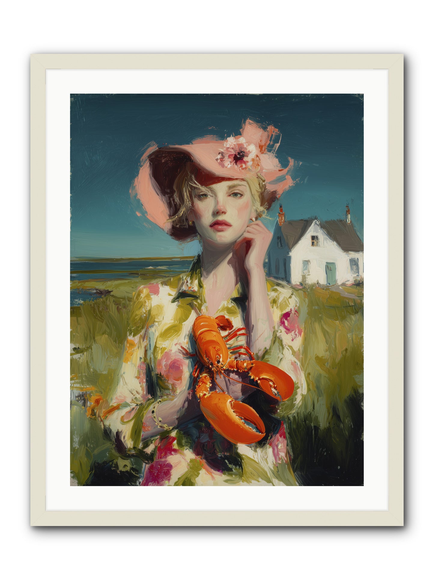 Her Coastal Heart -- Framed Print - White 24x32