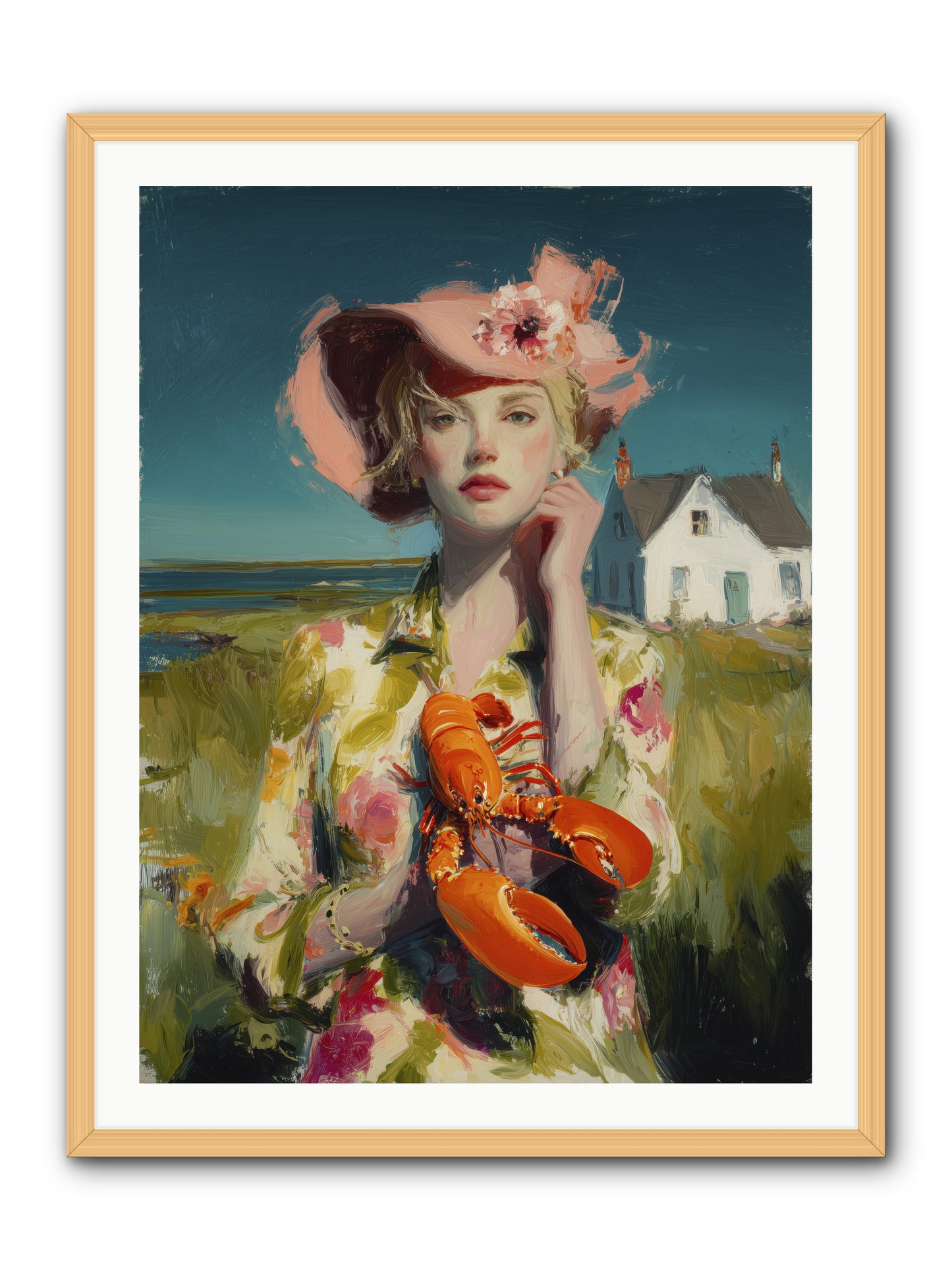 Her Coastal Heart -- Framed Print - Natural 30x40