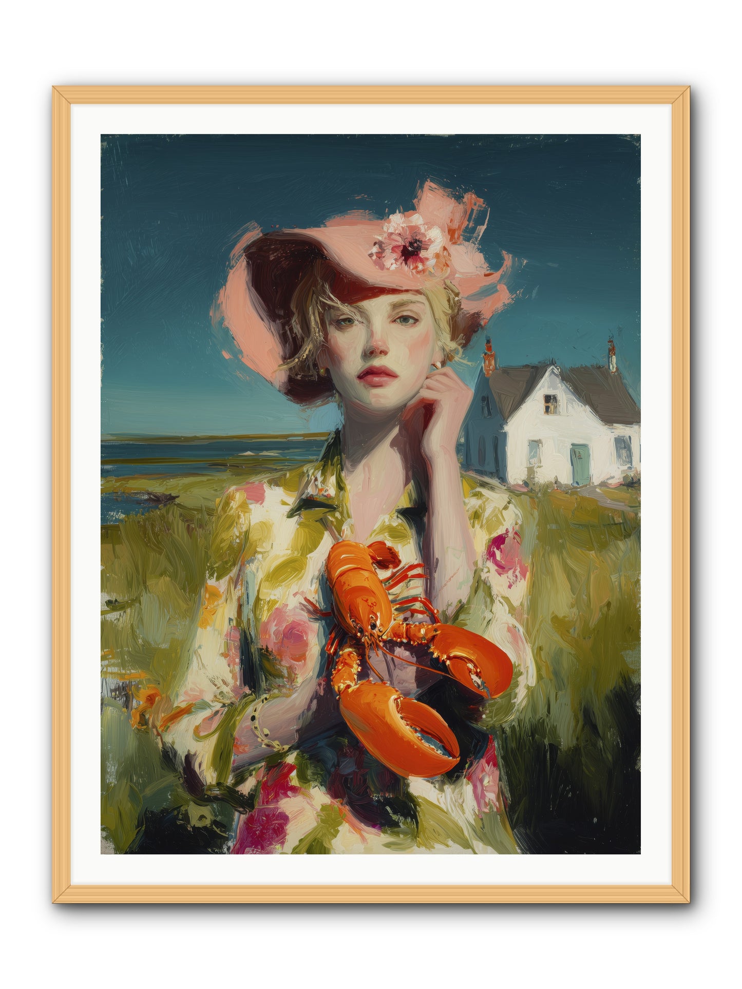 Her Coastal Heart -- Framed Print - Natural 36x48