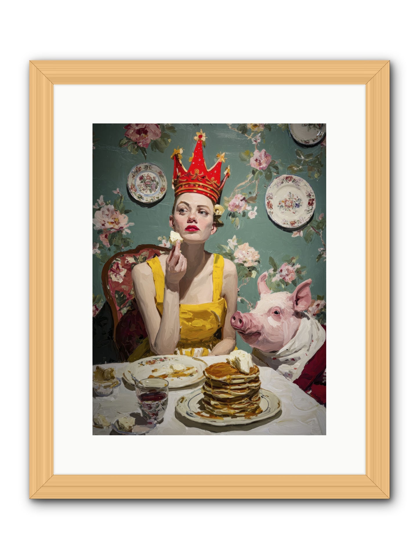 Her Flapjack Majesty's Court -- Framed Print - Natural 12x16