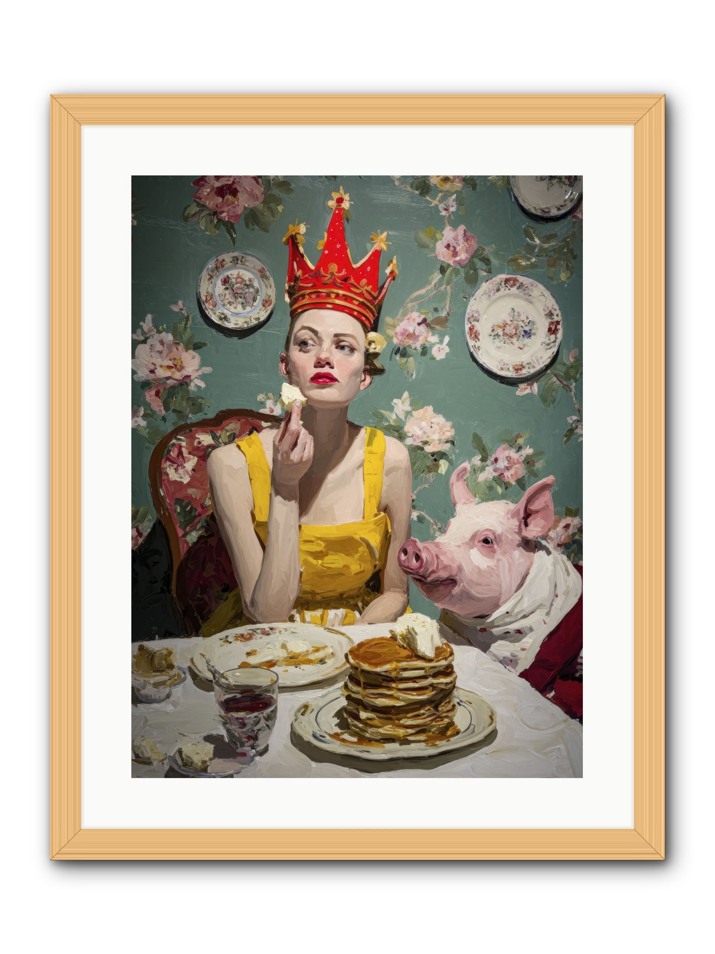 Her Flapjack Majesty's Court -- Framed Print - Natural 18x24