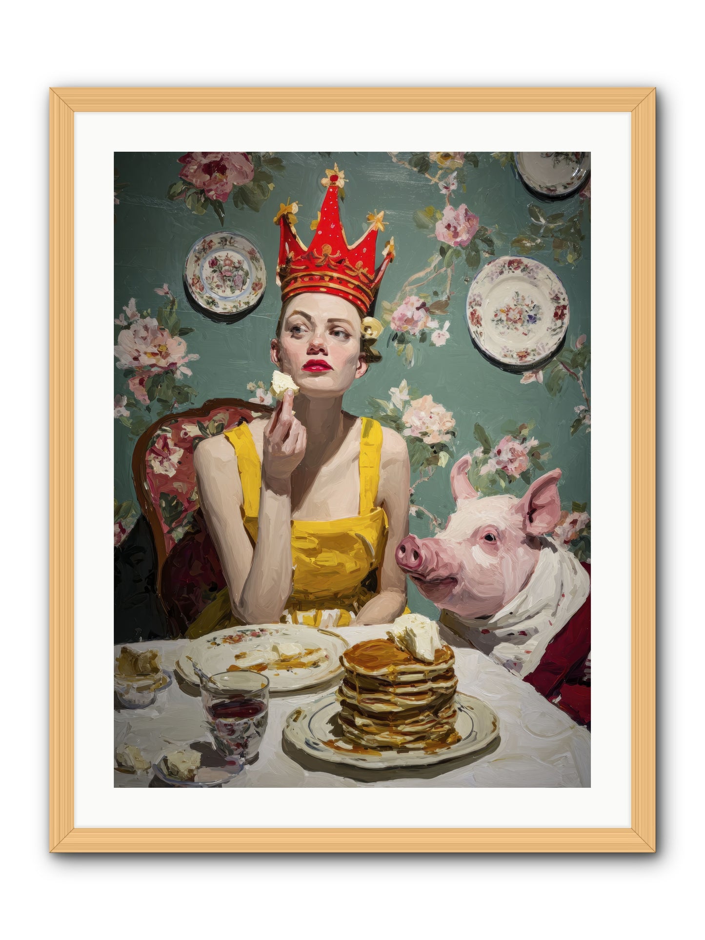 Her Flapjack Majesty's Court -- Framed Print - Natural 24x32