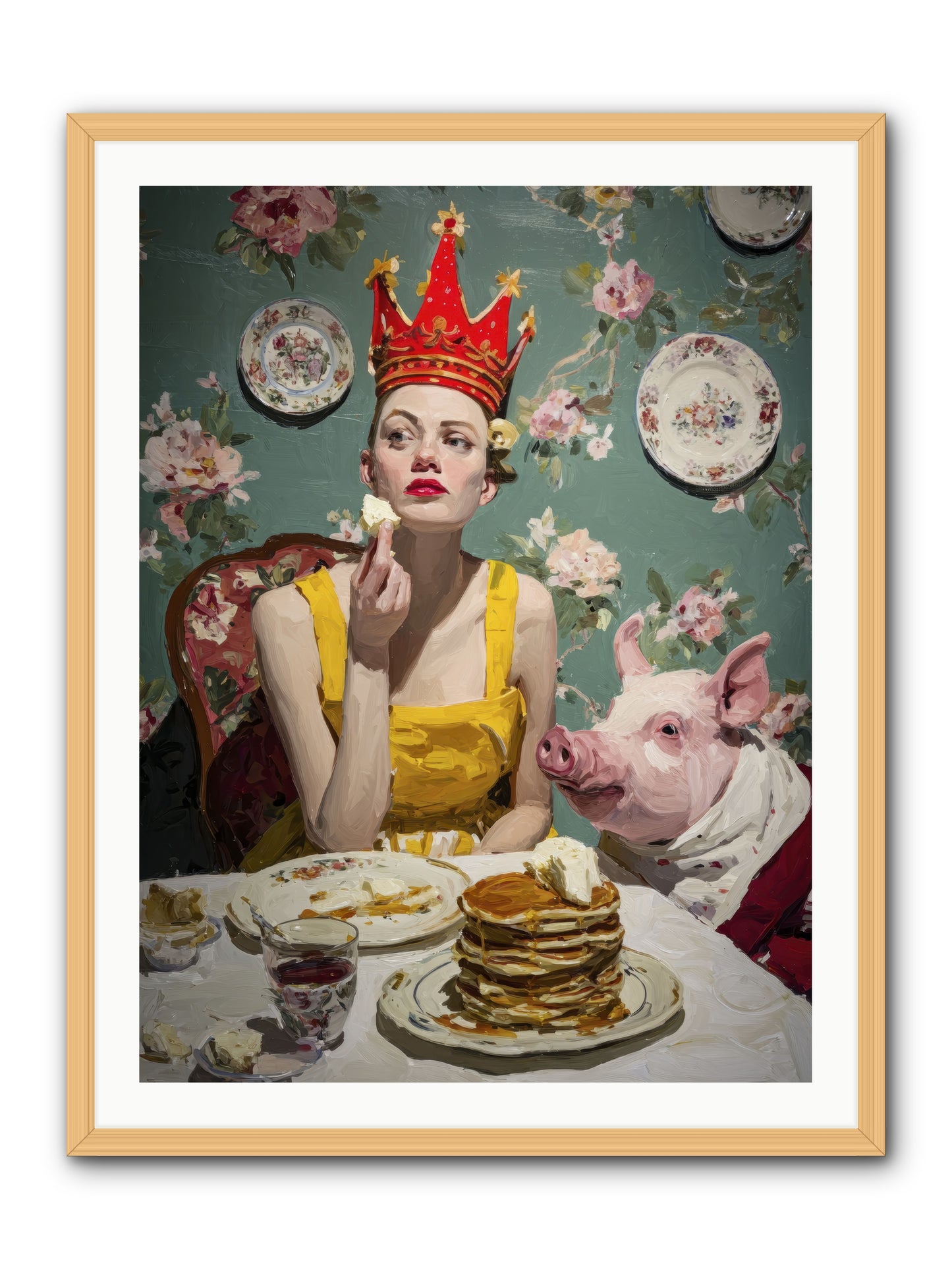 Her Flapjack Majesty's Court -- Framed Print - Natural 30x40