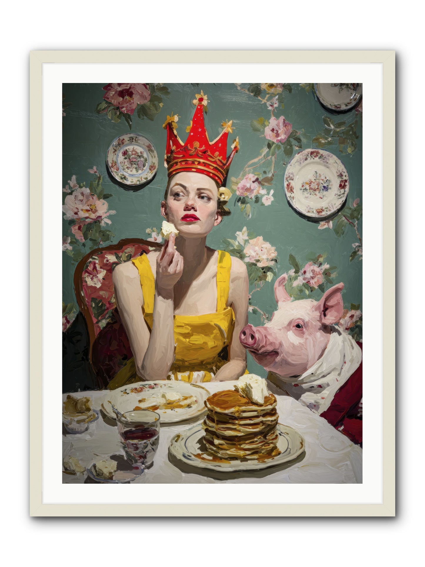 Her Flapjack Majesty's Court -- Framed Print - White 30x40
