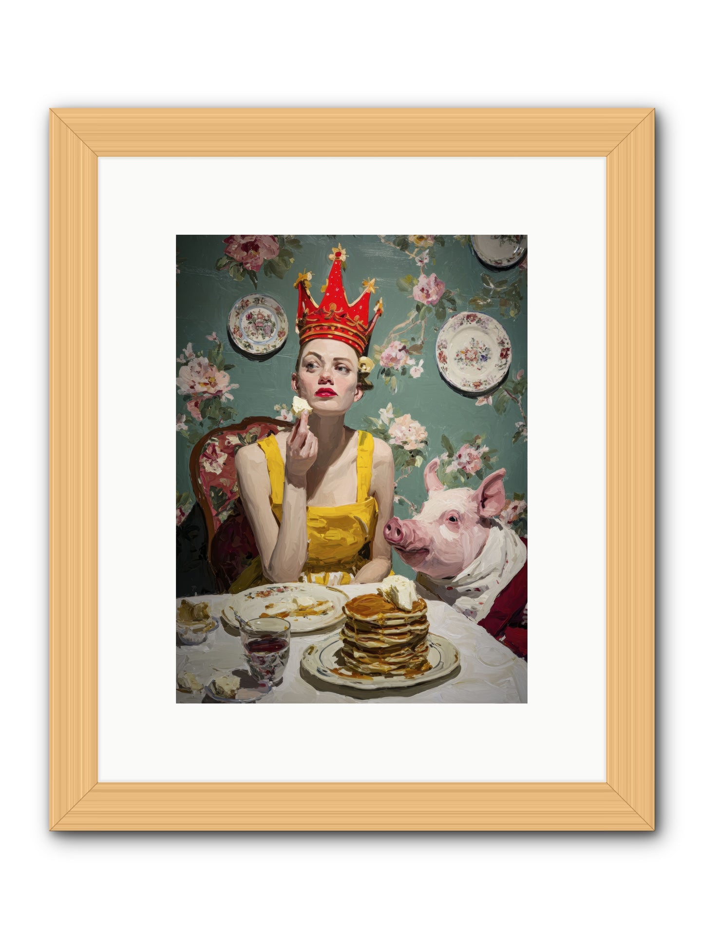 Her Flapjack Majesty's Court -- Framed Print - Natural 9x12