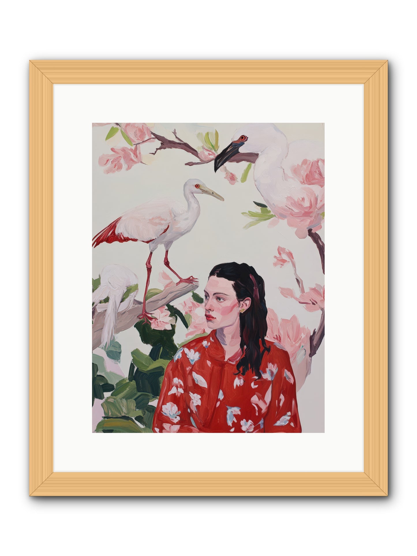 Her Garden's GuestsREZ -- Framed Print - Natural 12x16