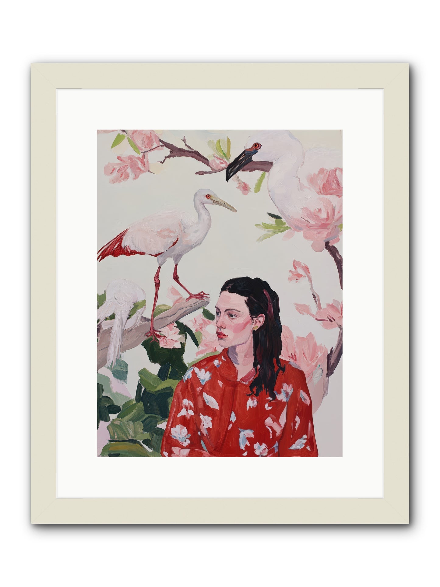 Her Garden's GuestsREZ -- Framed Print - White 12x16