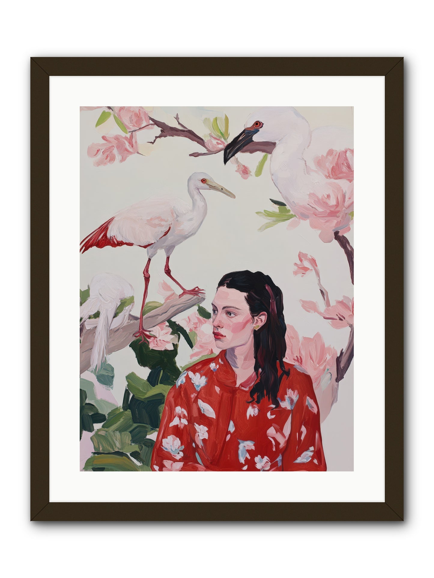 Her Garden's GuestsREZ -- Framed Print - Black 18x24