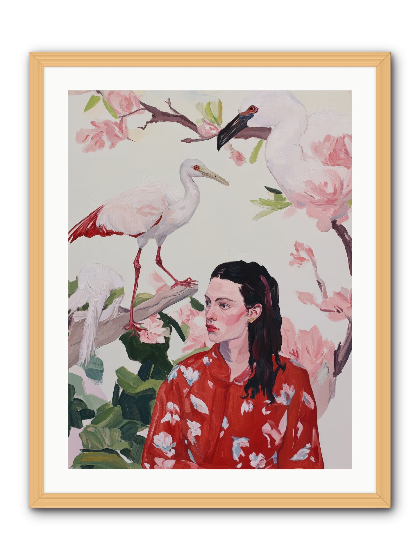 Her Garden's GuestsREZ -- Framed Print - Natural 24x32