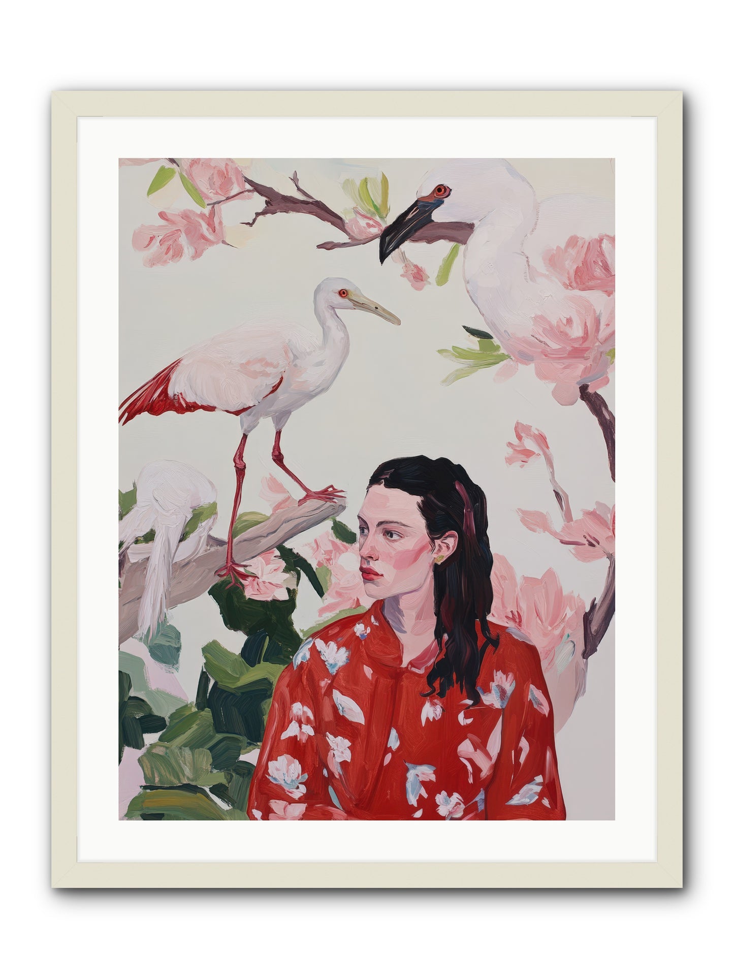 Her Garden's GuestsREZ -- Framed Print - White 24x32