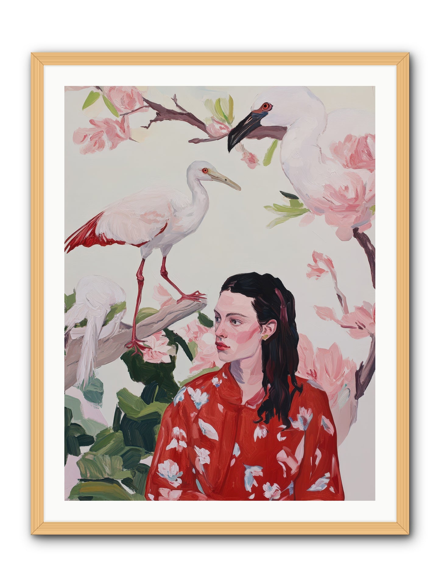 Her Garden's GuestsREZ -- Framed Print - Natural 30x40