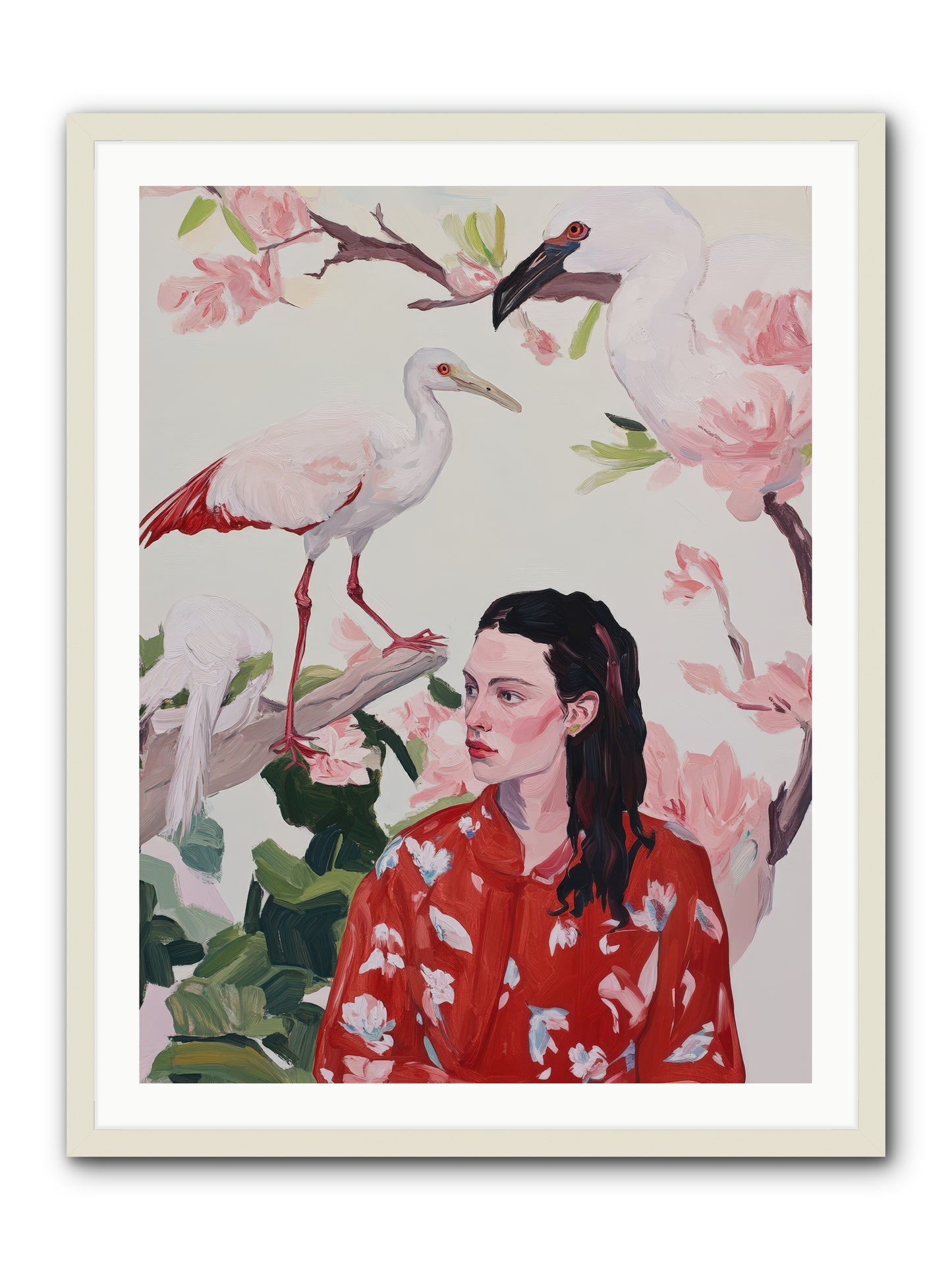 Her Garden's GuestsREZ -- Framed Print - White 30x40