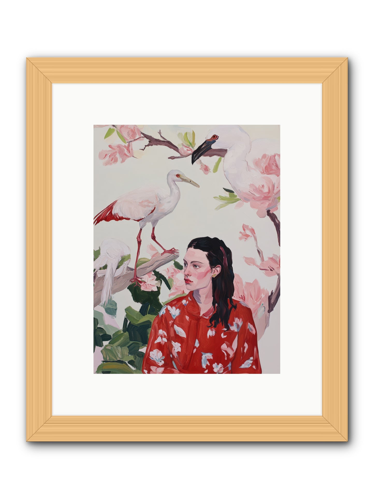 Her Garden's GuestsREZ -- Framed Print - Natural 9x12