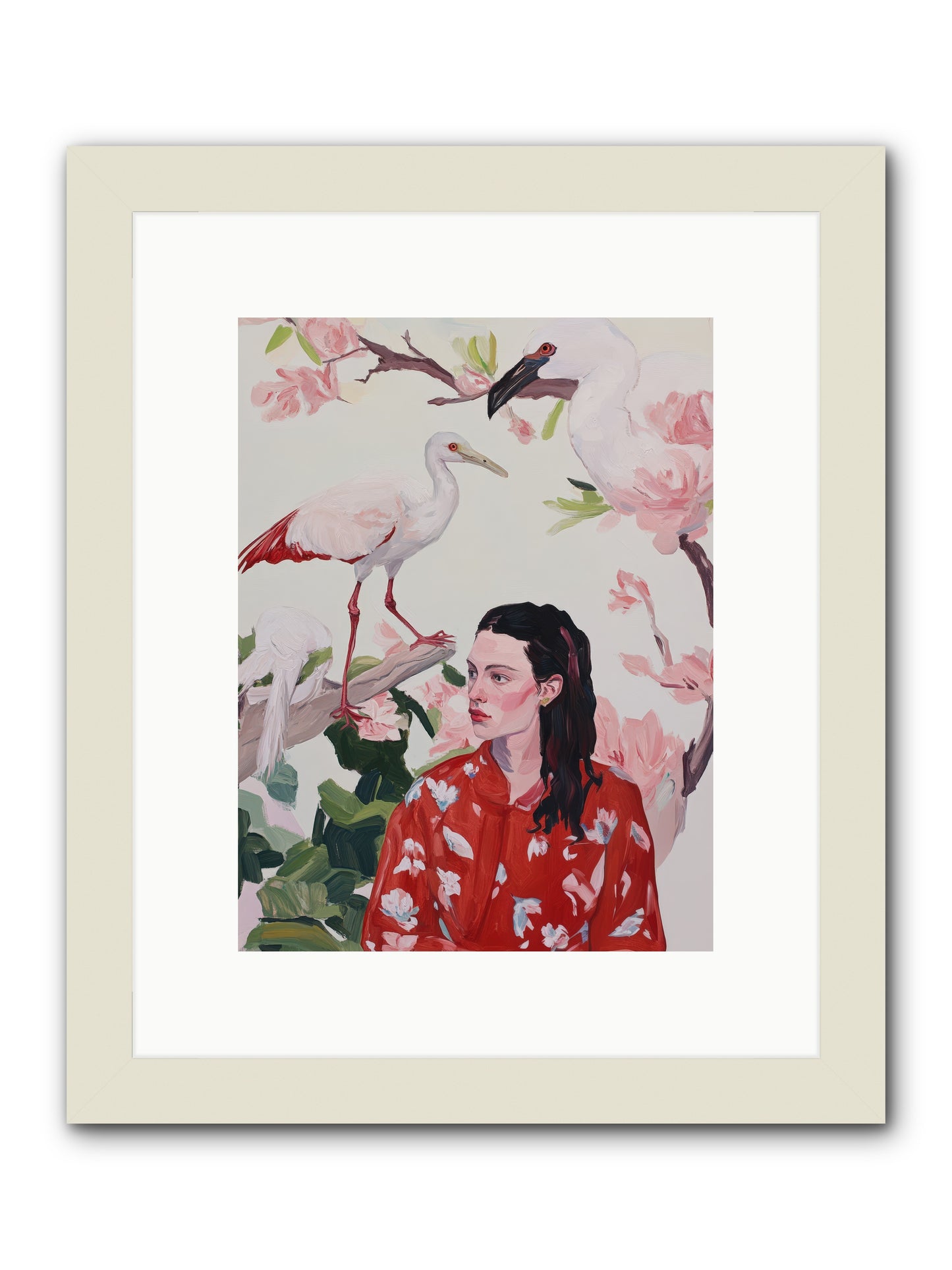 Her Garden's GuestsREZ -- Framed Print - White 9x12