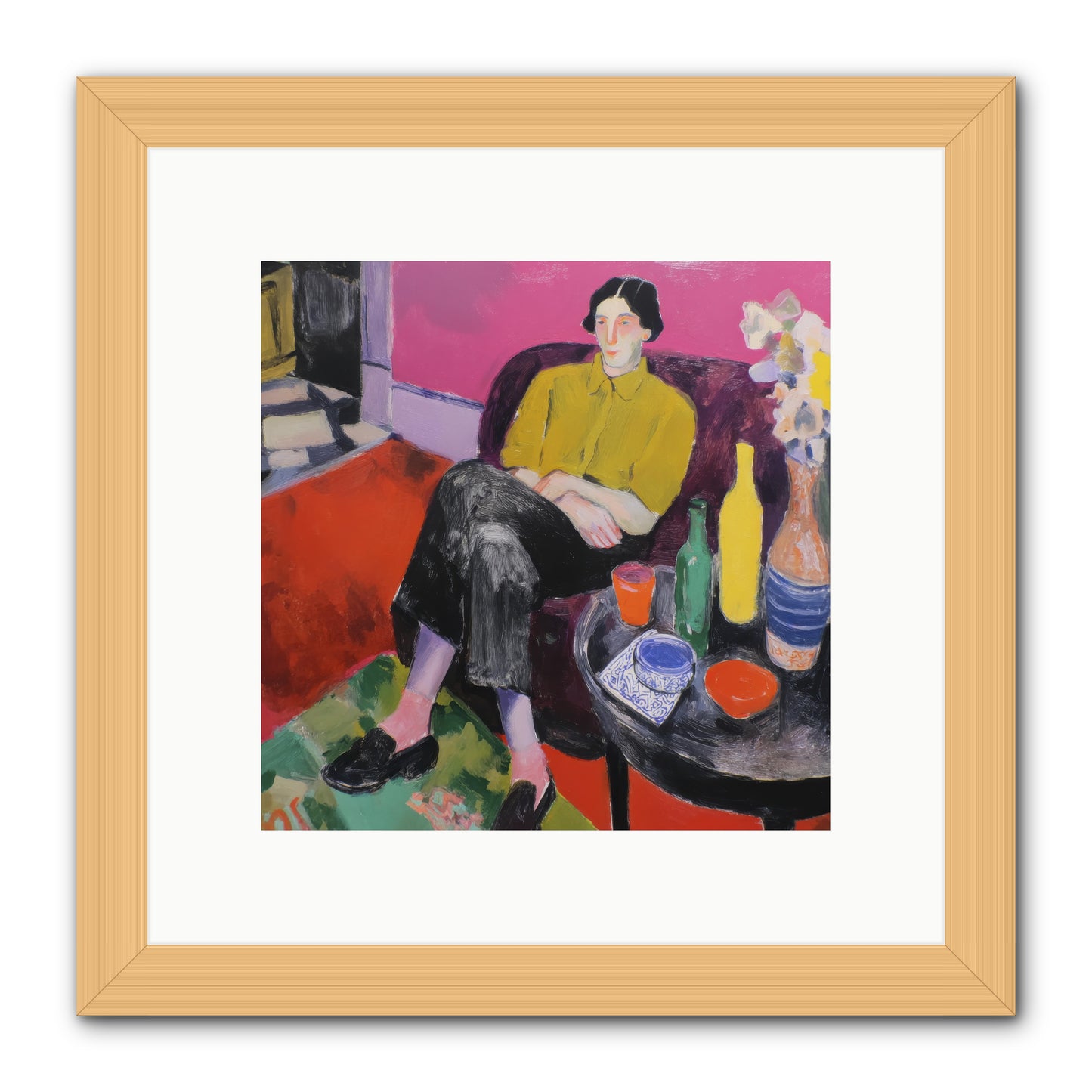 Her Language -- Framed Print - Natural 10x10