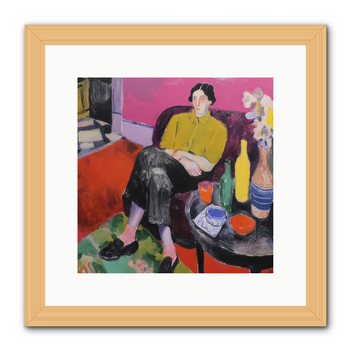Her Language -- Framed Print - Natural 12x12