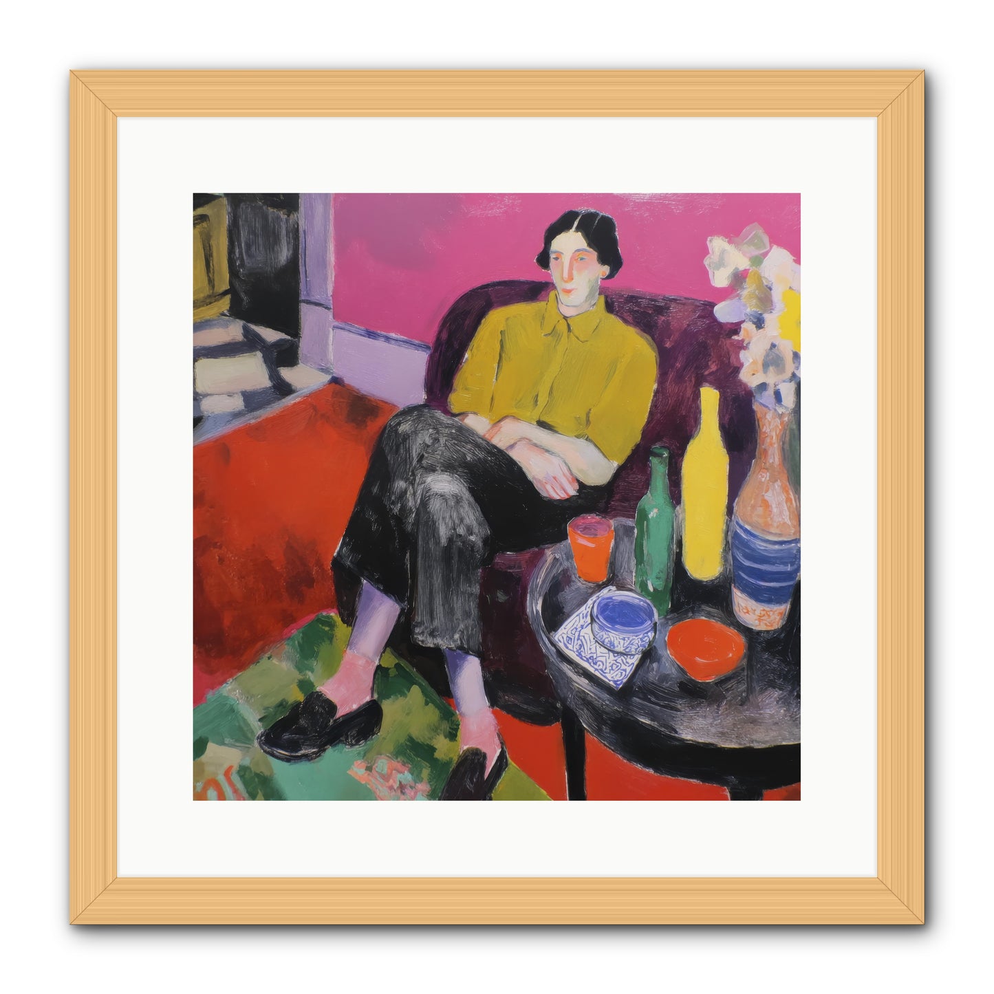 Her Language -- Framed Print - Natural 16x16