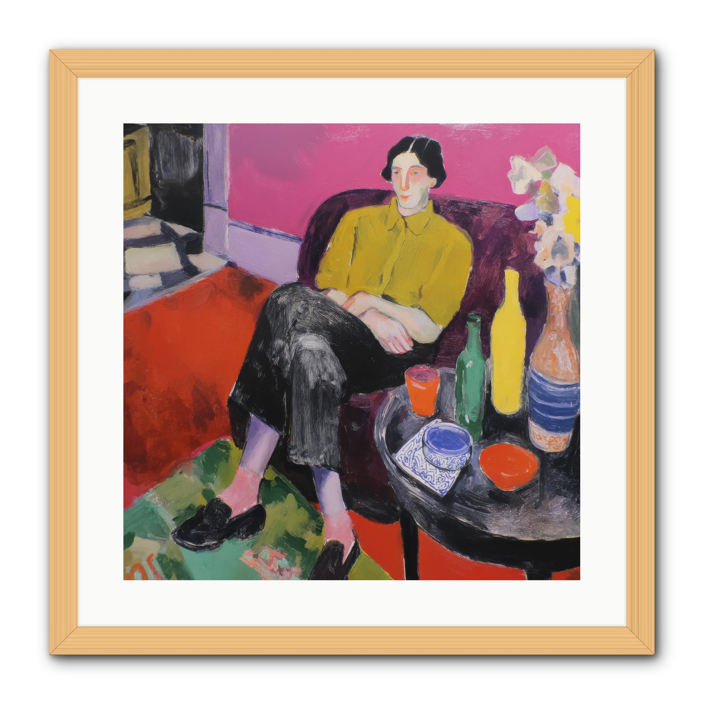 Her Language -- Framed Print - Natural 20x20