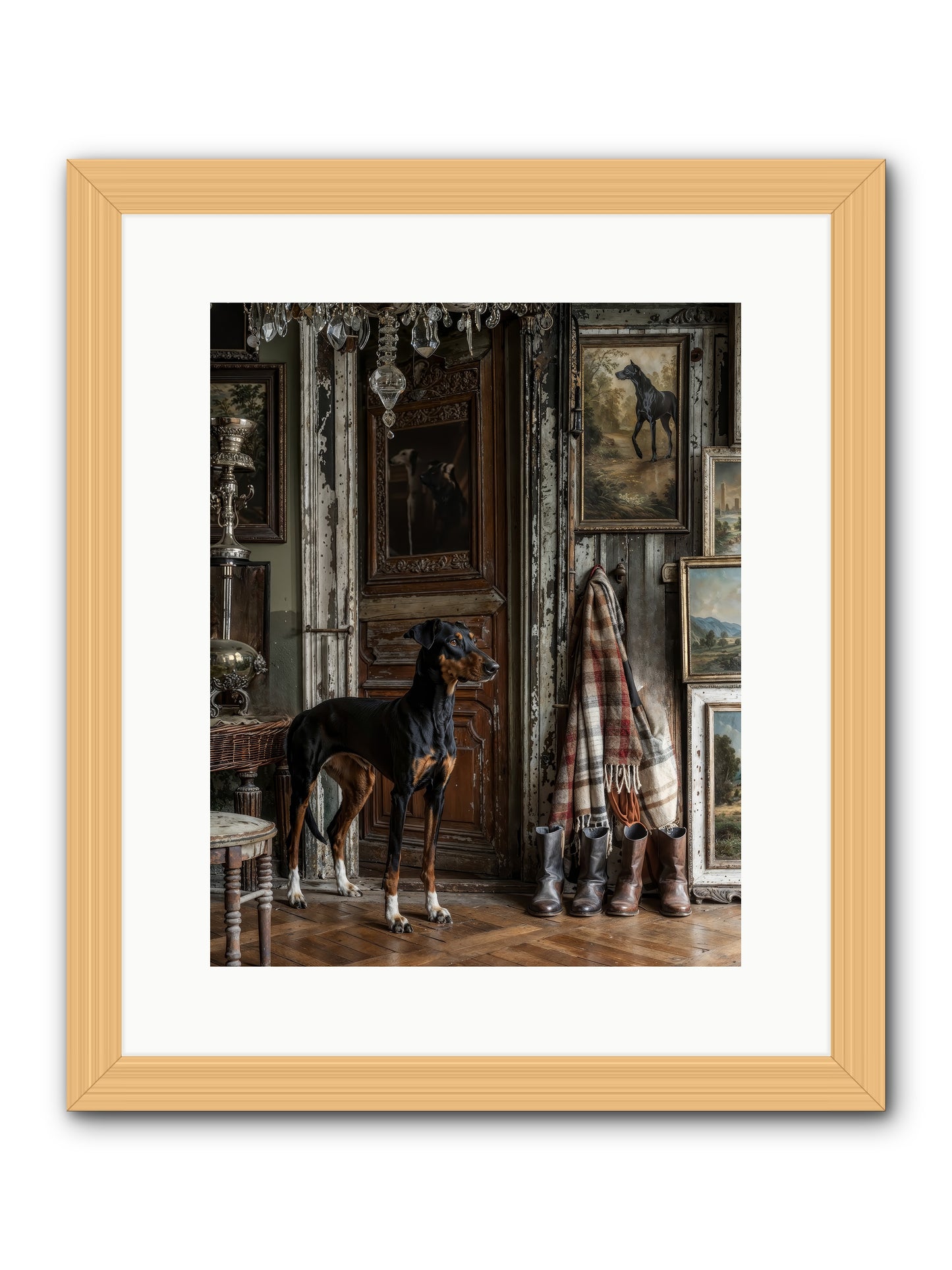 His Lordship Sir Fetch-A-Lot -- Framed Print - Natural 12x15
