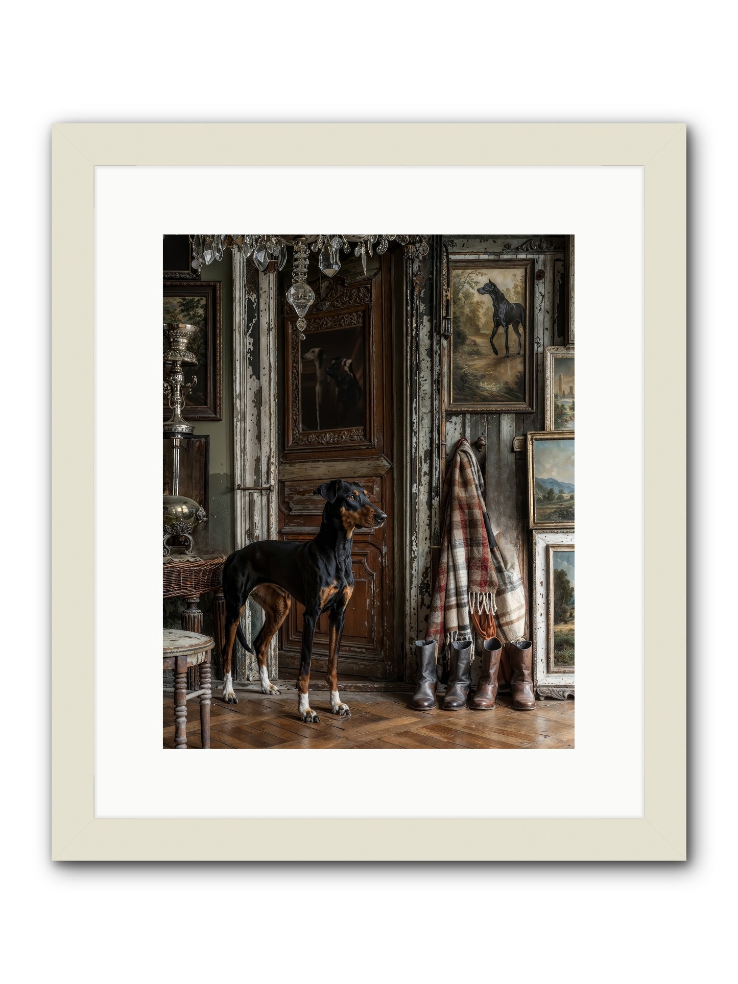 His Lordship Sir Fetch-A-Lot -- Framed Print - White 12x15