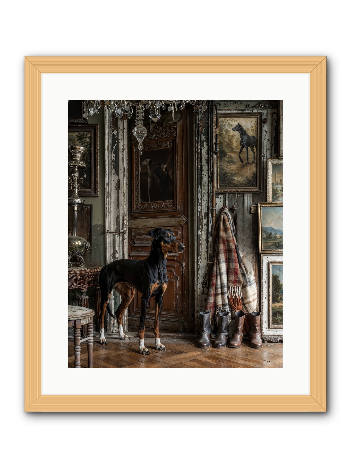 His Lordship Sir Fetch-A-Lot -- Framed Print - Natural 16x20