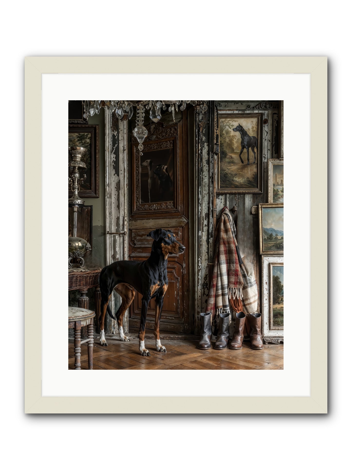 His Lordship Sir Fetch-A-Lot -- Framed Print - White 16x20