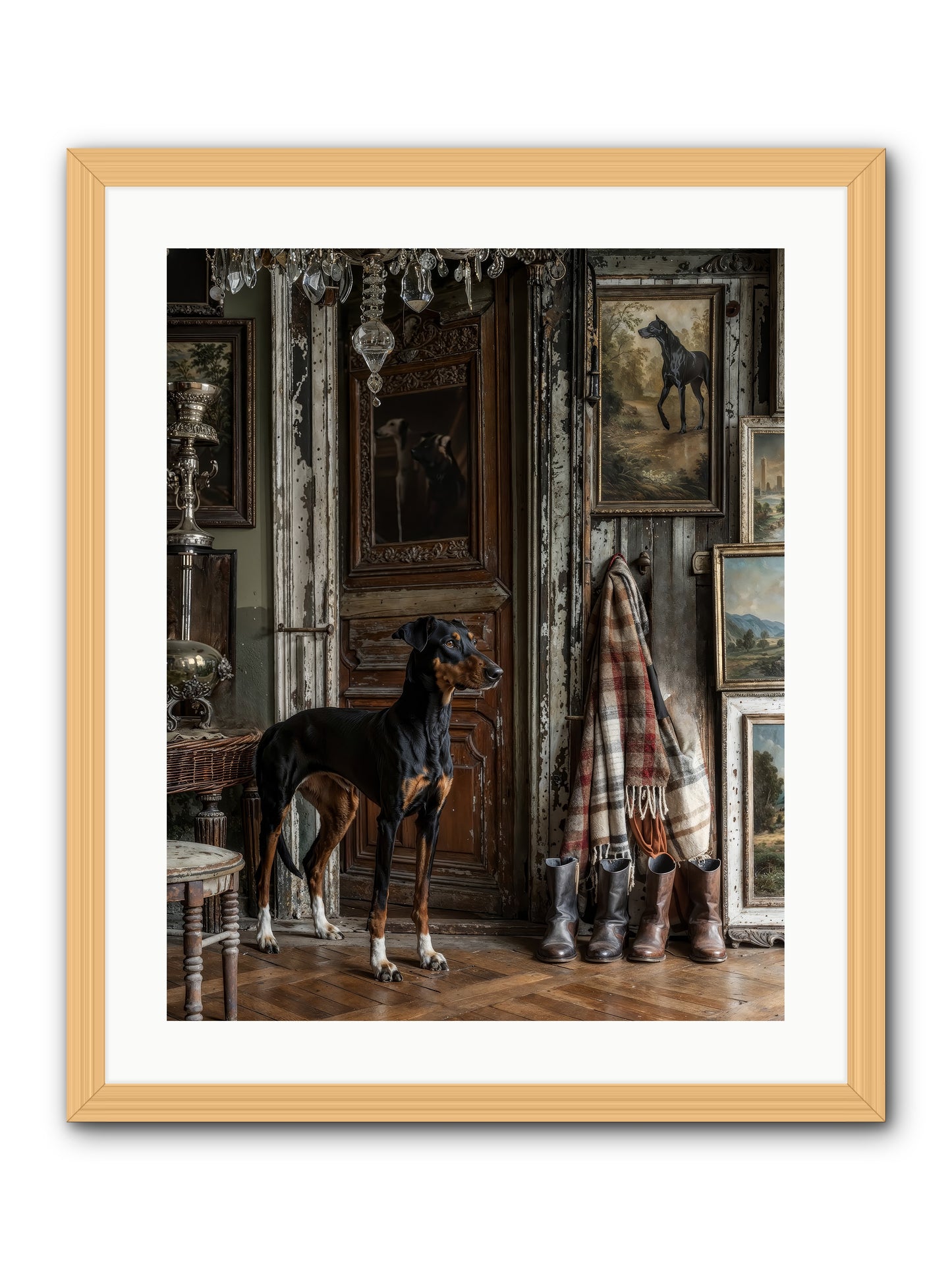 His Lordship Sir Fetch-A-Lot -- Framed Print - Natural 20x25