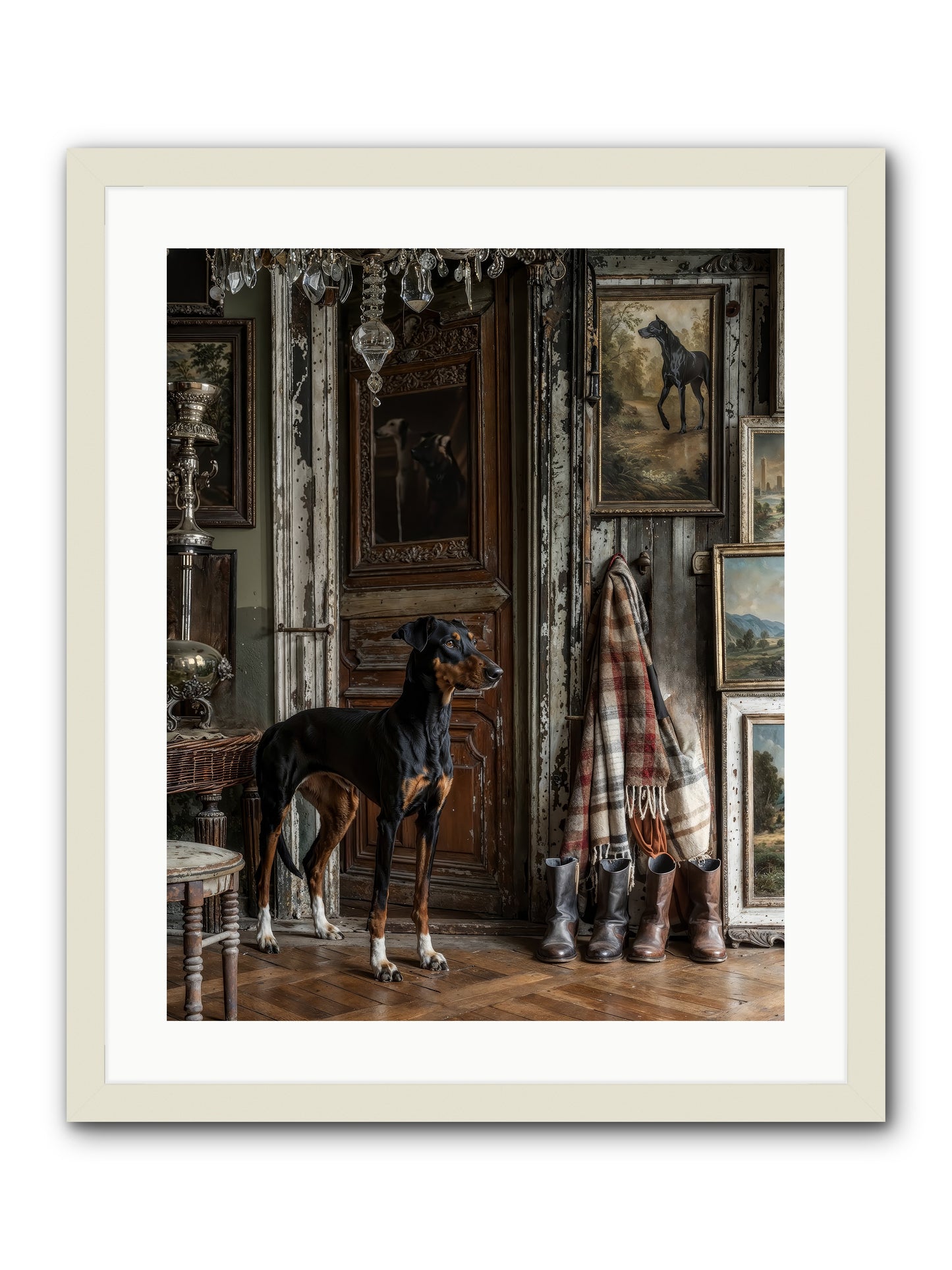 His Lordship Sir Fetch-A-Lot -- Framed Print - White 20x25