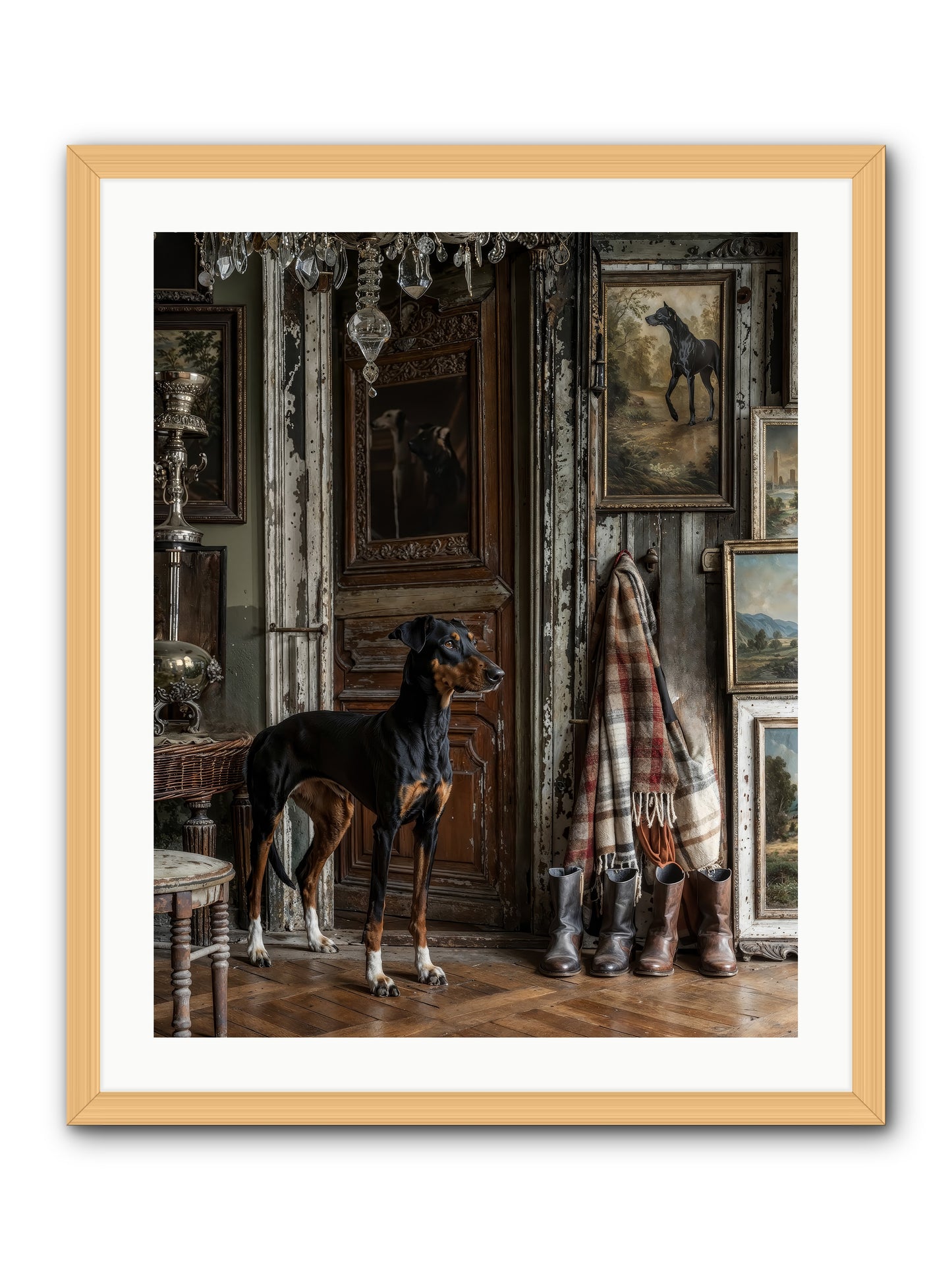 His Lordship Sir Fetch-A-Lot -- Framed Print - Natural 24x30