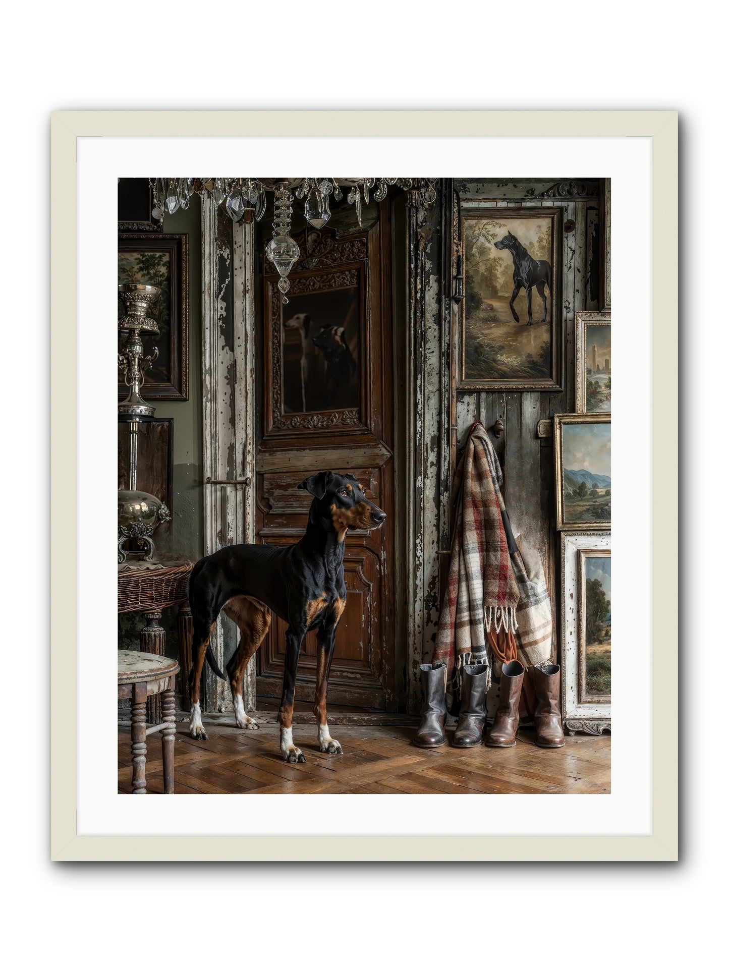 His Lordship Sir Fetch-A-Lot -- Framed Print - White 24x30