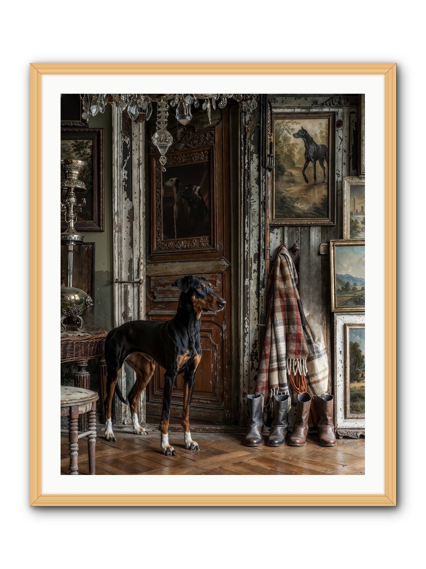 His Lordship Sir Fetch-A-Lot -- Framed Print - Natural 32x40
