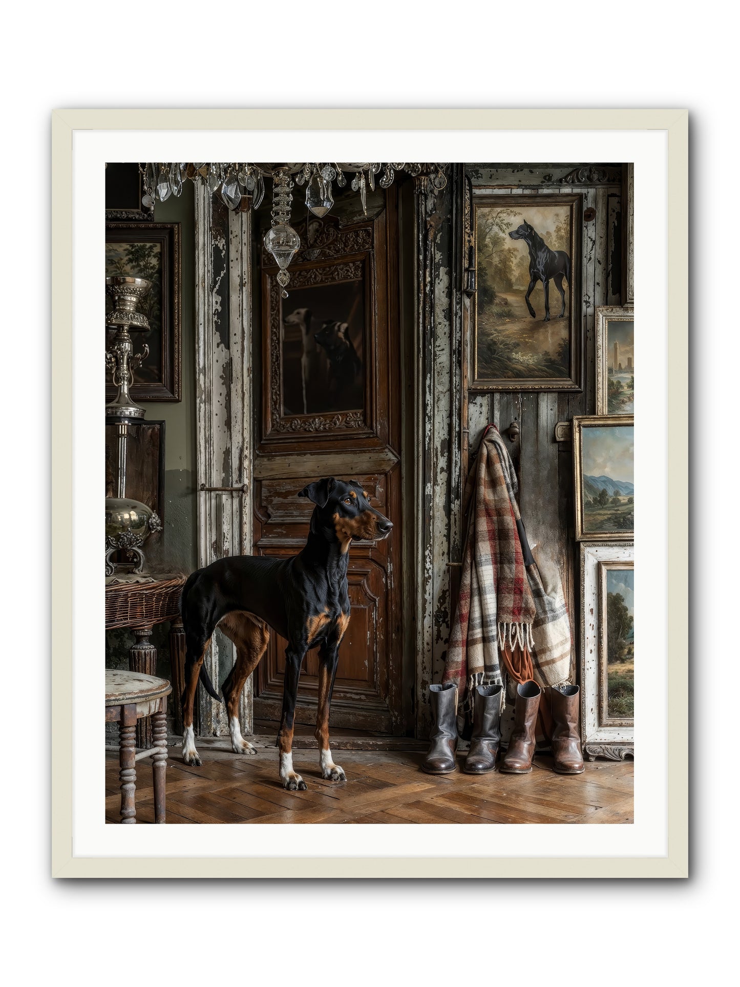 His Lordship Sir Fetch-A-Lot -- Framed Print - White 32x40