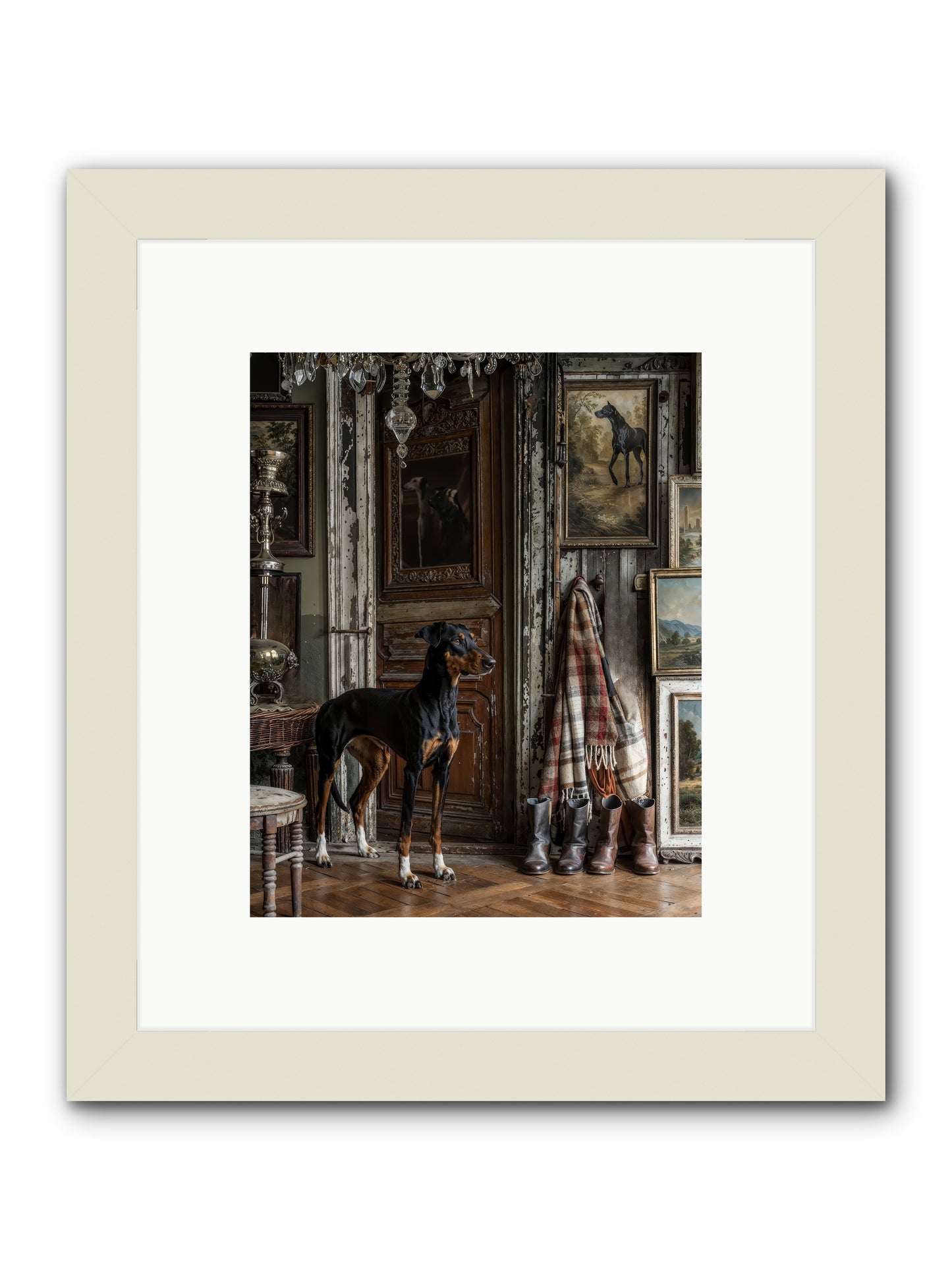 His Lordship Sir Fetch-A-Lot -- Framed Print - White 8x10